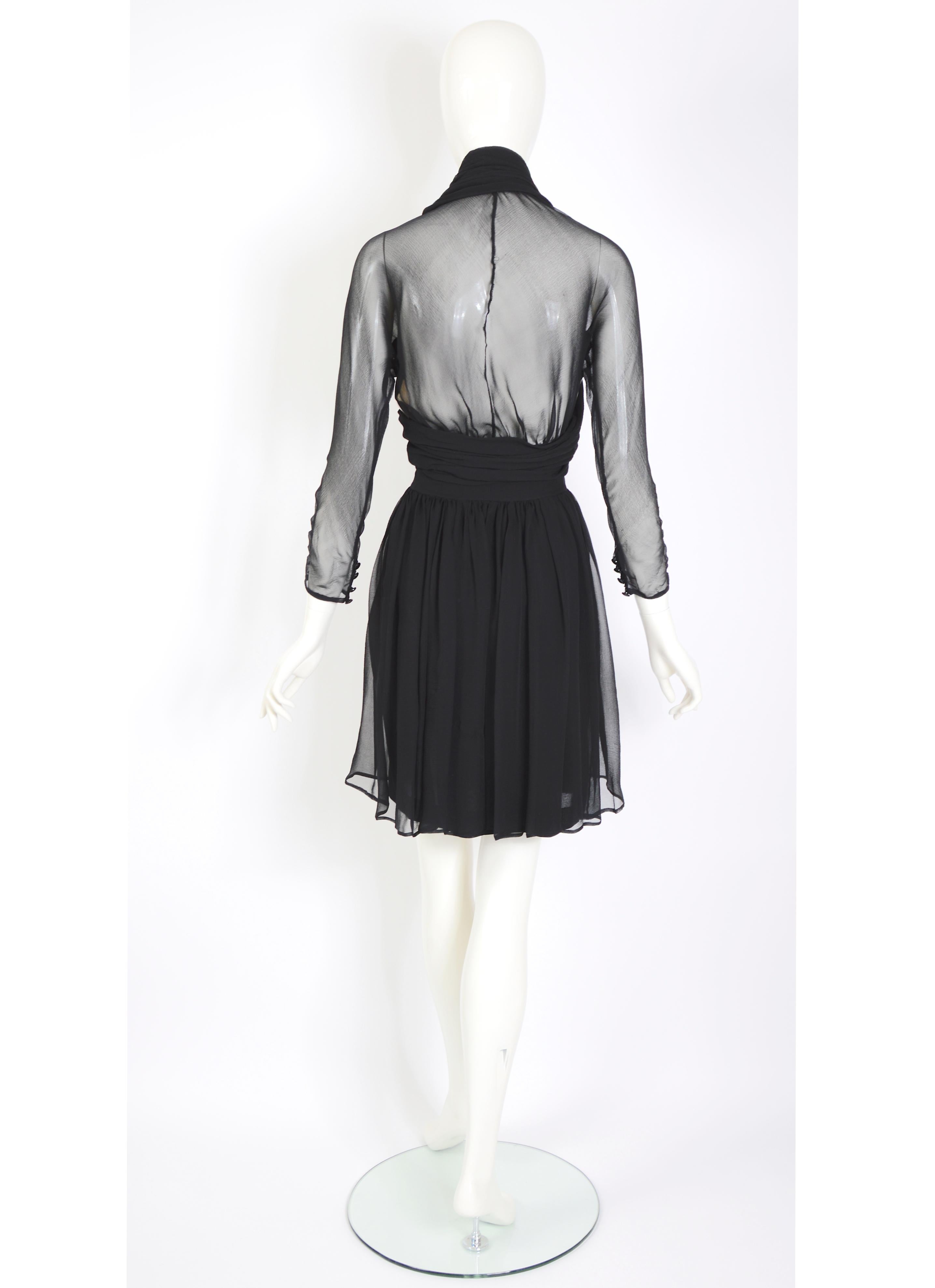 Karl Lagerfeld documented vintage Fall 1988/89 collection black silk dress 2