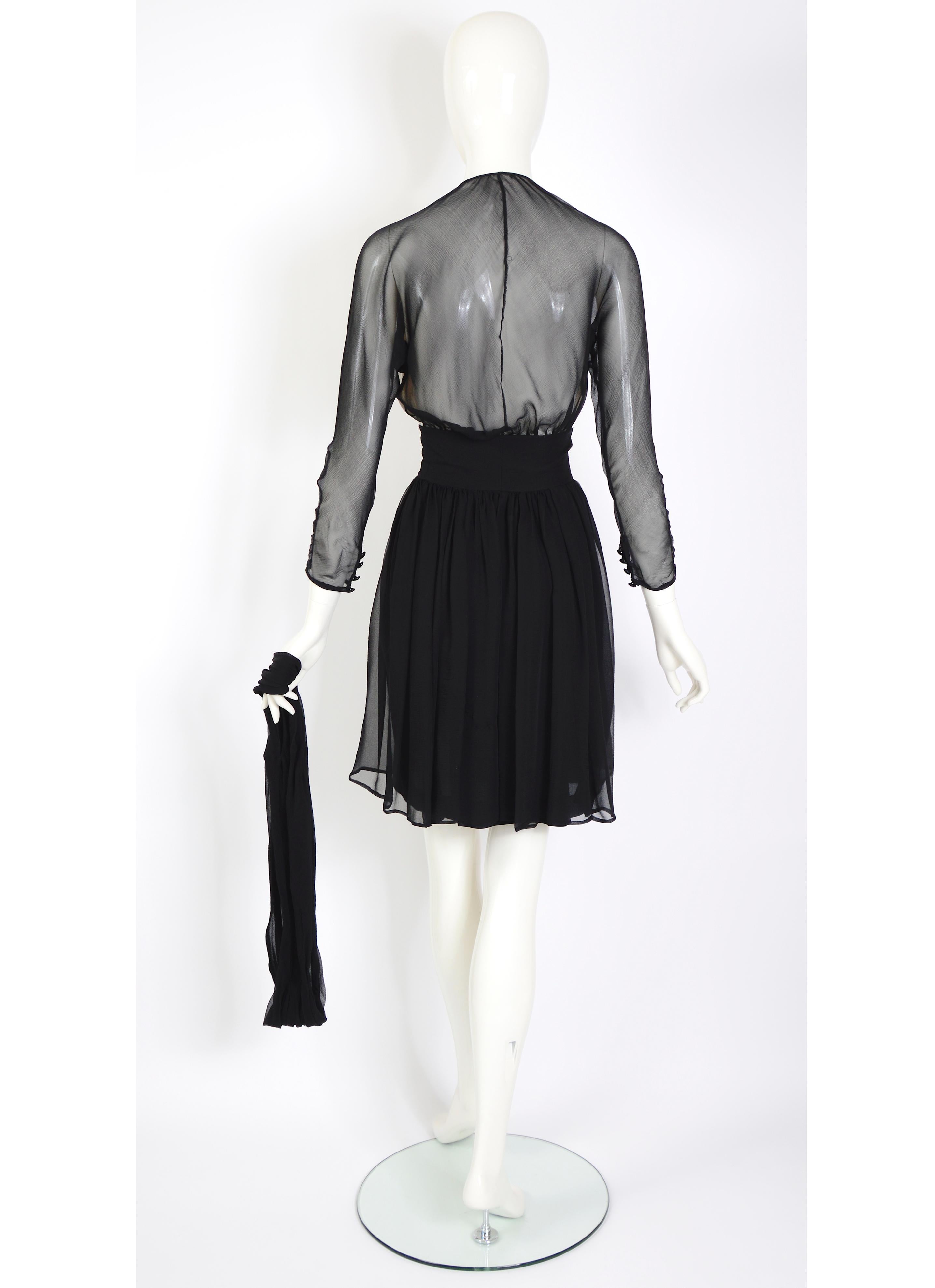 Karl Lagerfeld documented vintage Fall 1988/89 collection black silk dress 3