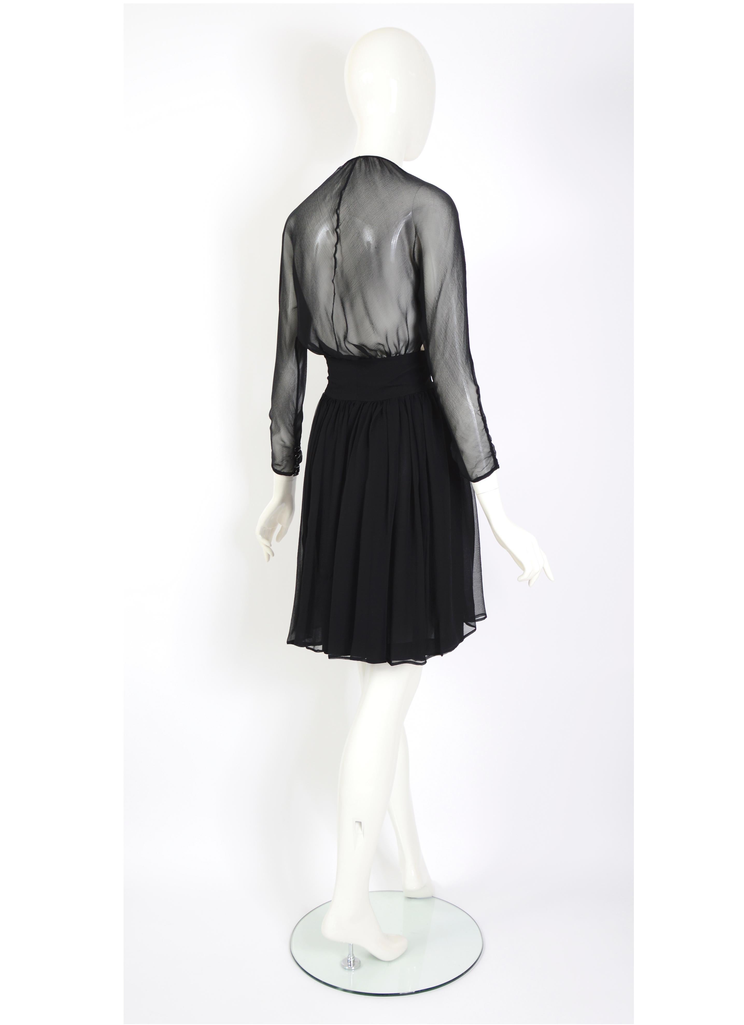 Karl Lagerfeld documented vintage Fall 1988/89 collection black silk dress 4