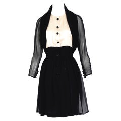 Karl Lagerfeld documented vintage Fall 1988/89 collection black silk dress