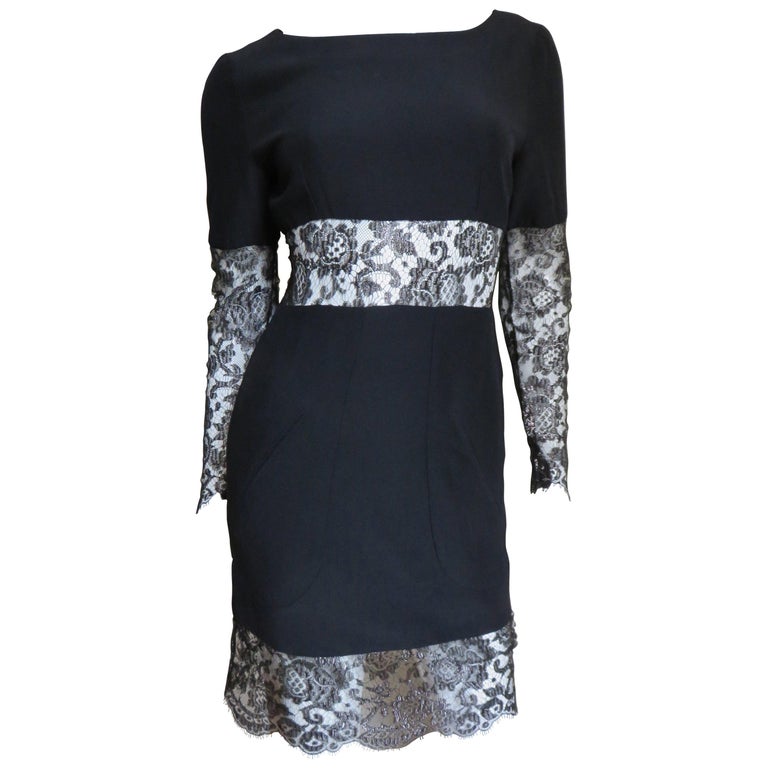 Karl Lagerfeld Dress with Lace Cut Outs 1990s For Sale at 1stdibs