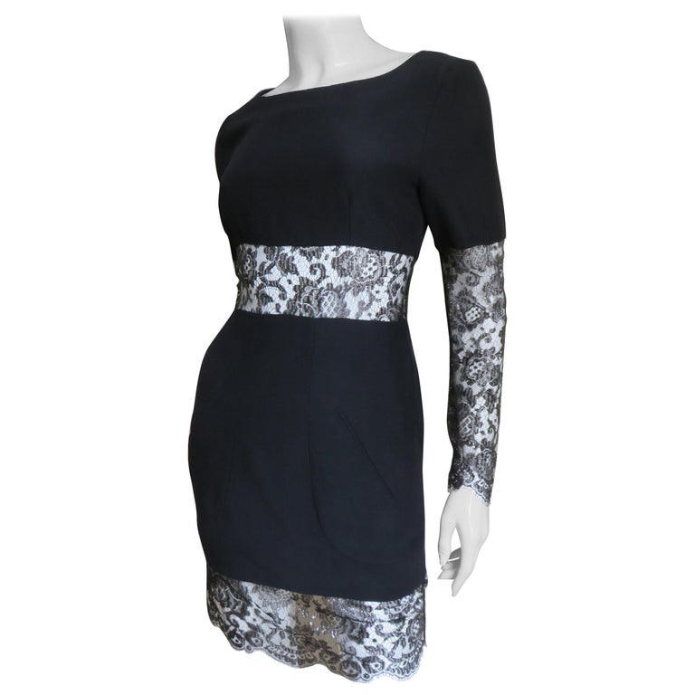 Verbieden ondeugd Sympton Karl Lagerfeld Silk Dress with Lace Cut outs For Sale at 1stDibs