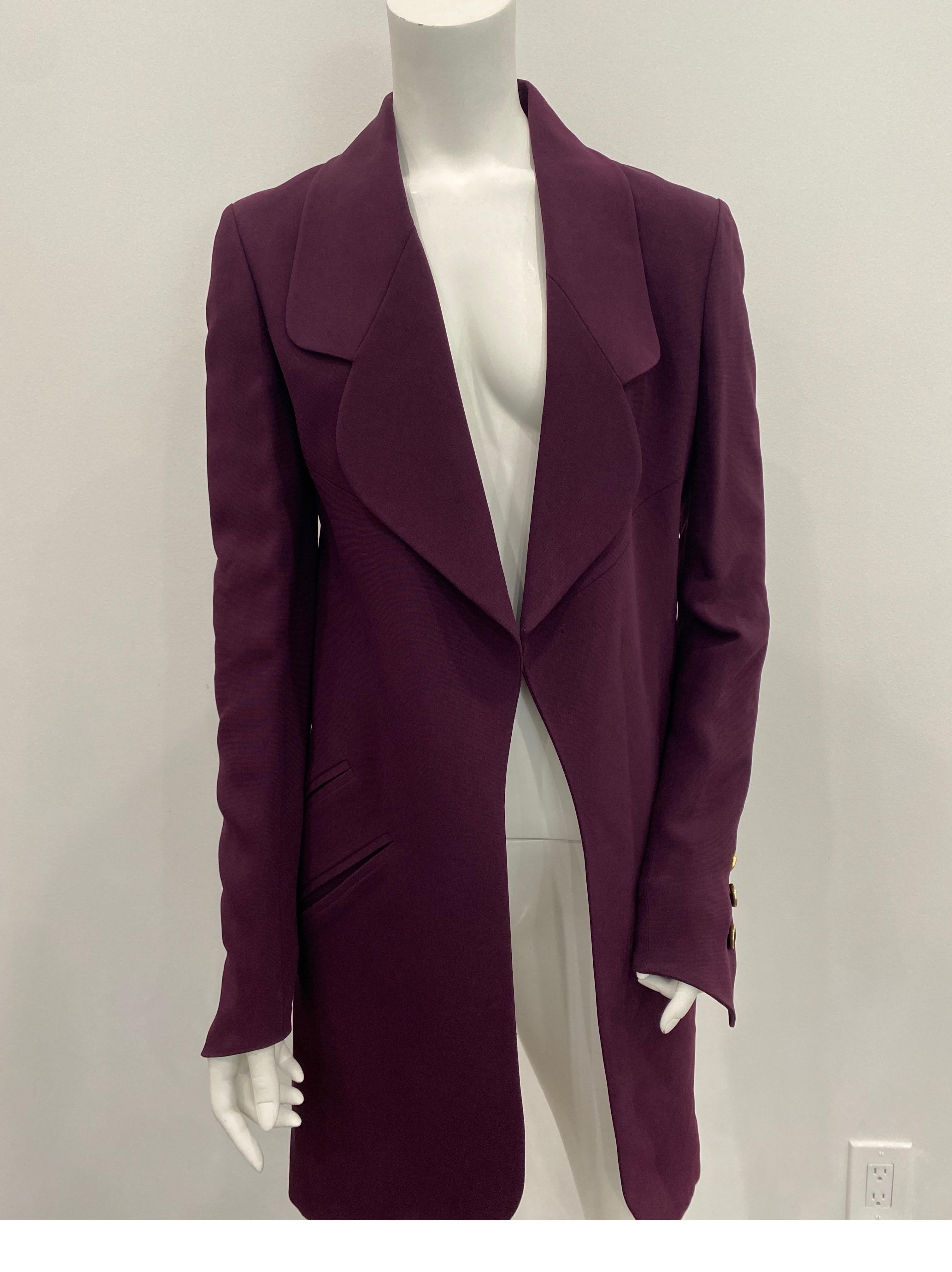 Karl Lagerfeld Eggplant 3/4 Coat - Size 36 For Sale 1