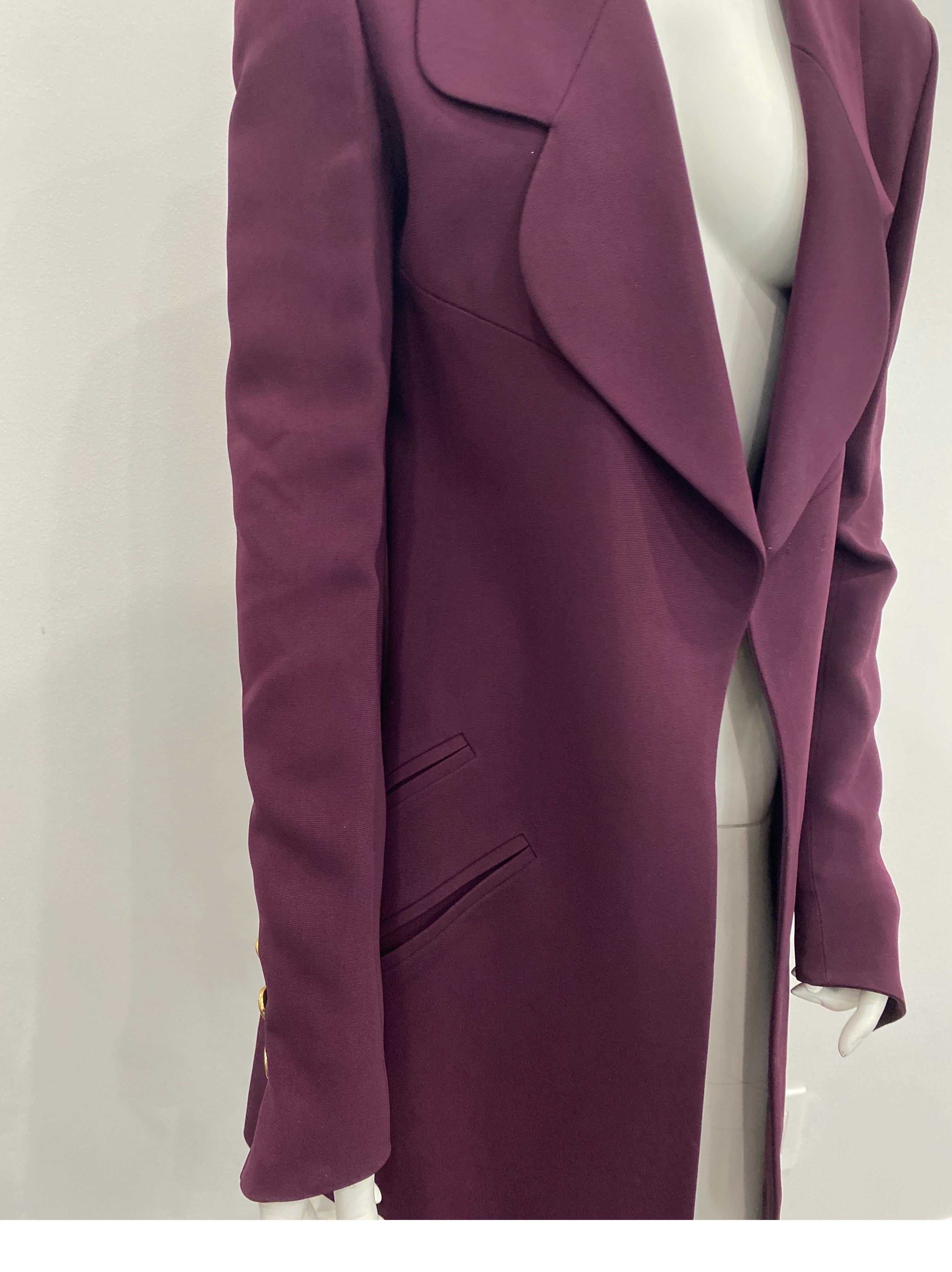 Karl Lagerfeld Eggplant 3/4 Coat - Size 36 For Sale 2