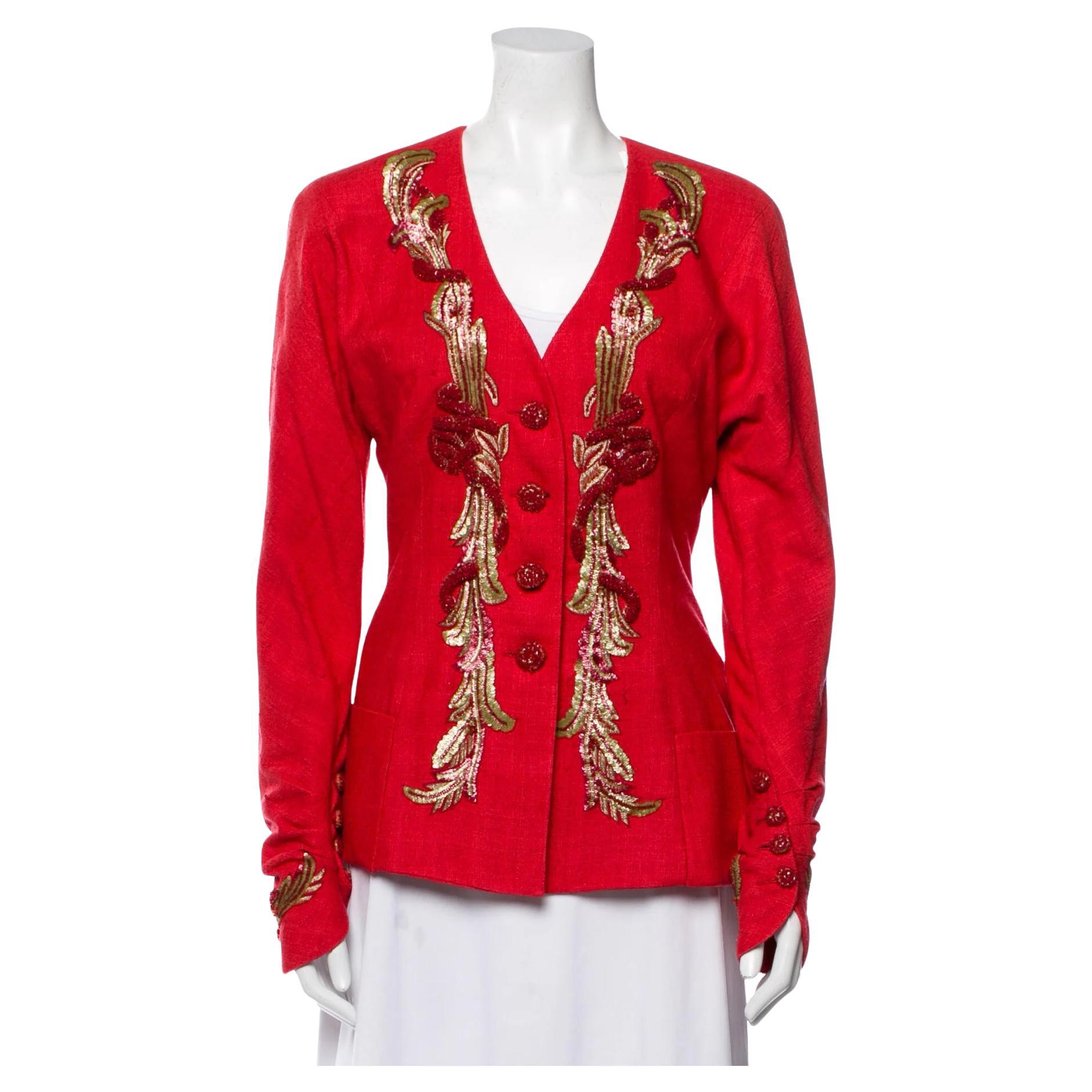 Karl Lagerfeld embroidered silk evening jacket, 1980s For Sale