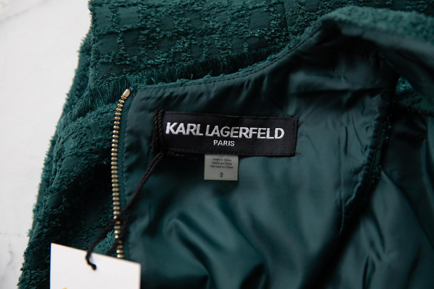 Karl Lagerfeld Emerald Shift Day Dress Size 2 In Excellent Condition In Thousand Oaks, CA