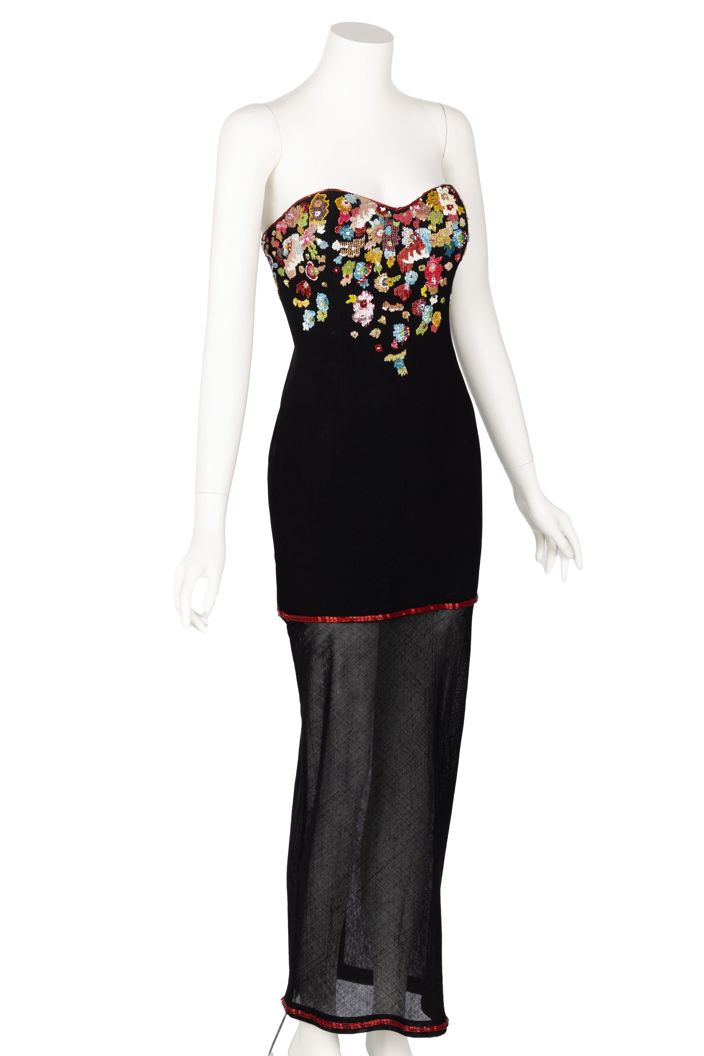 Karl Lagerfeld F/W 1992 Runway Beaded Strapless Sequin Dress In Excellent Condition For Sale In Boca Raton, FL