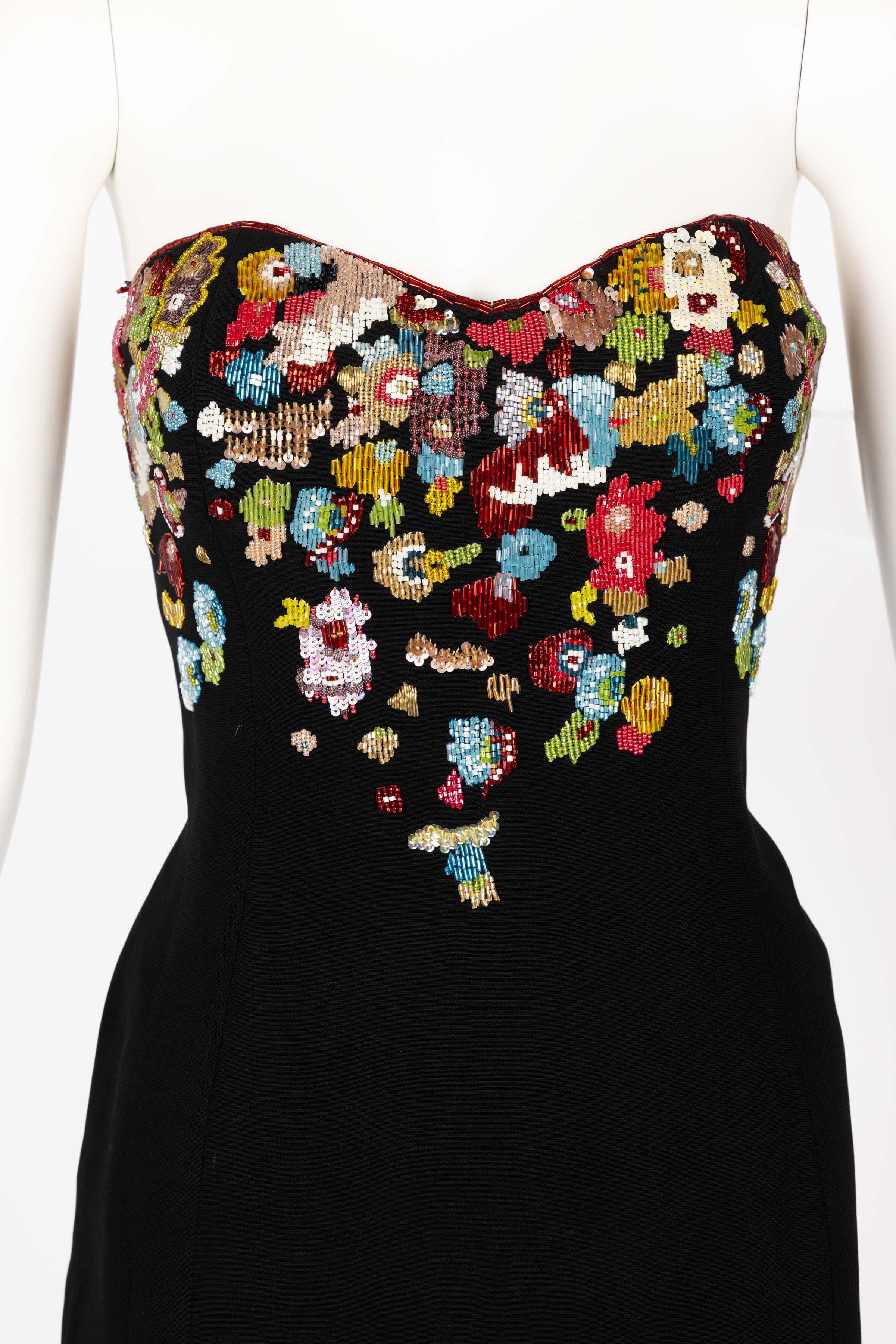 Karl Lagerfeld F/W 1992 Runway Beaded Strapless Sequin Dress For Sale 1