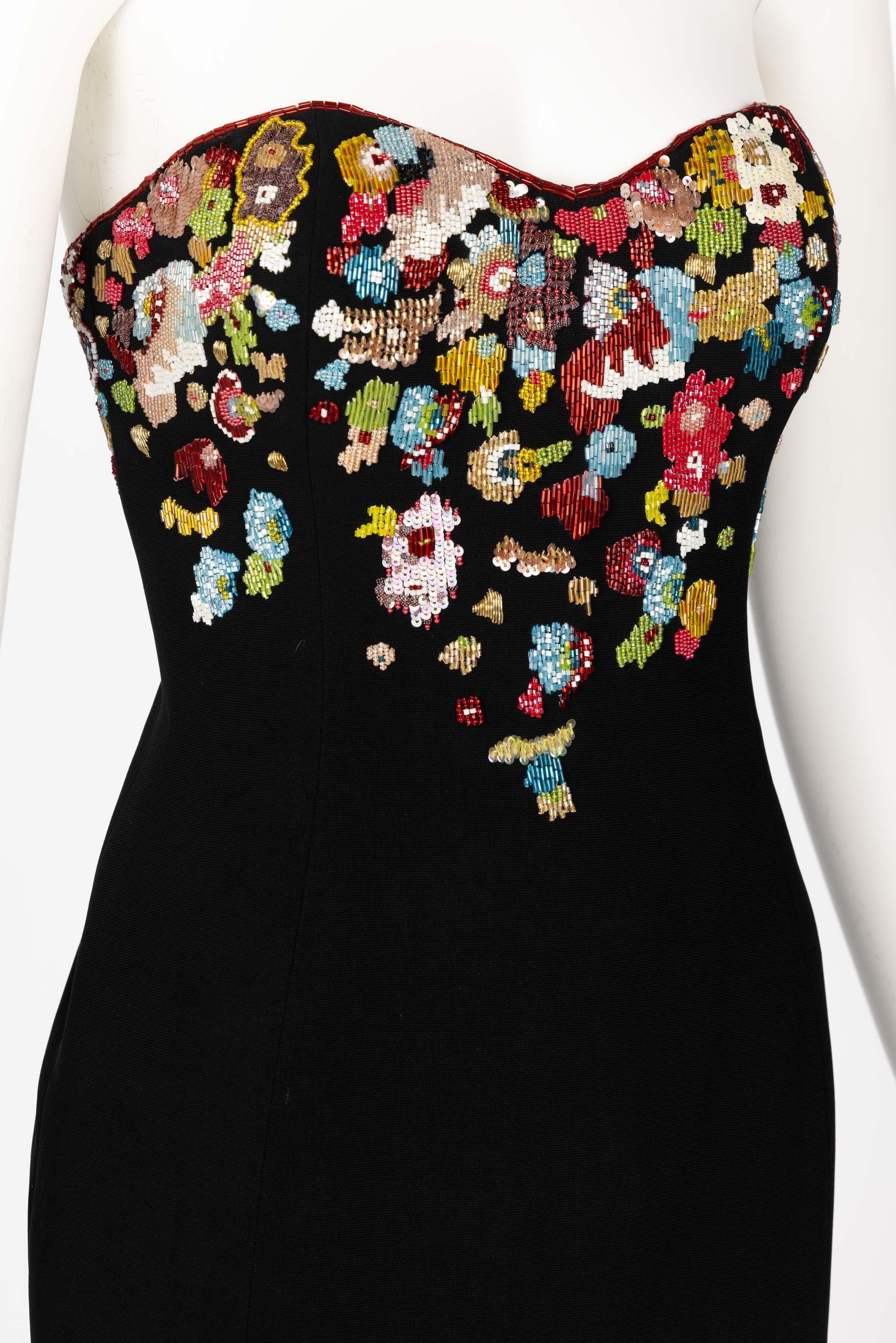 Karl Lagerfeld F/W 1992 Runway Beaded Strapless Sequin Dress For Sale 2