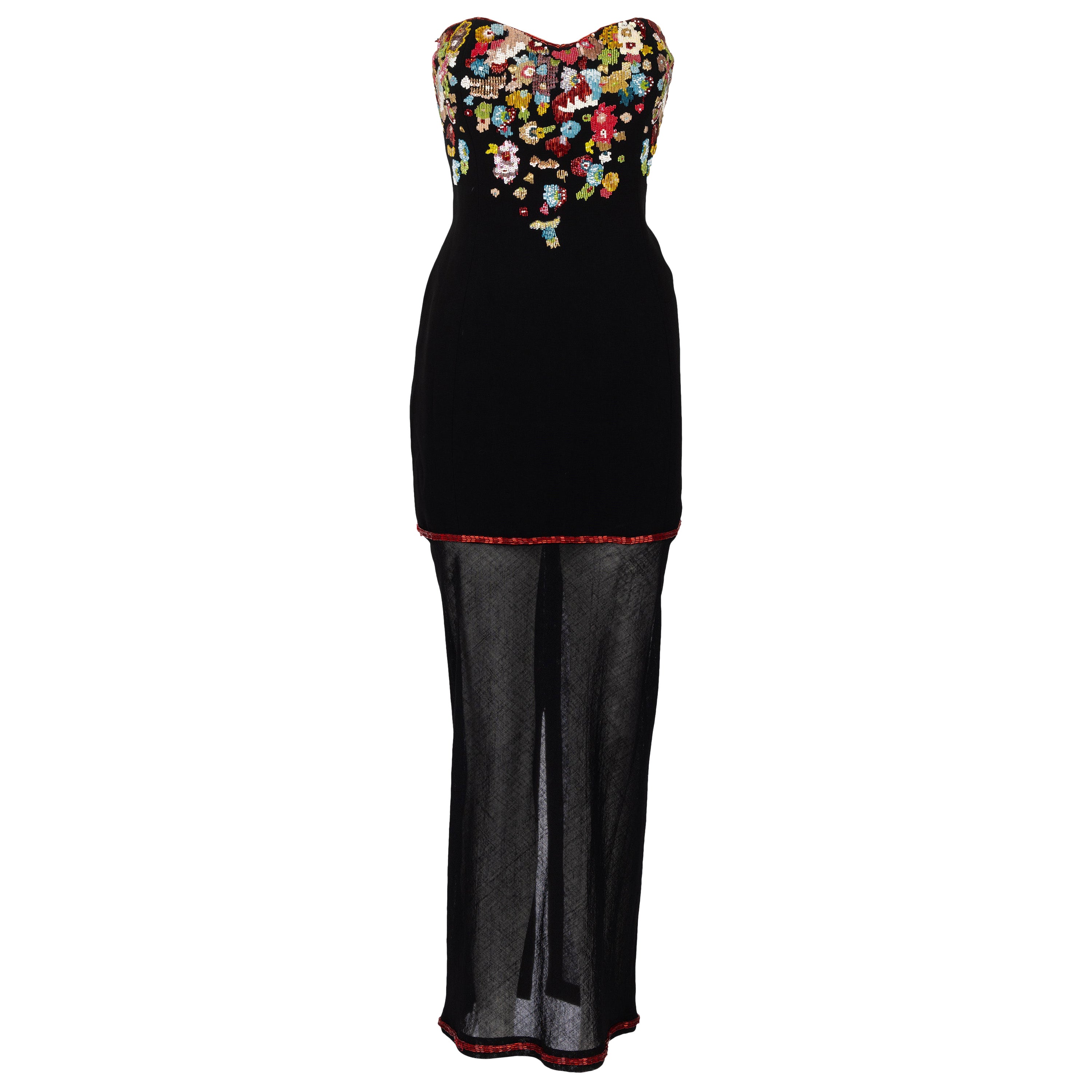 Karl Lagerfeld, sfilata A/I 1992, abito di perline senza spalline con paillettes