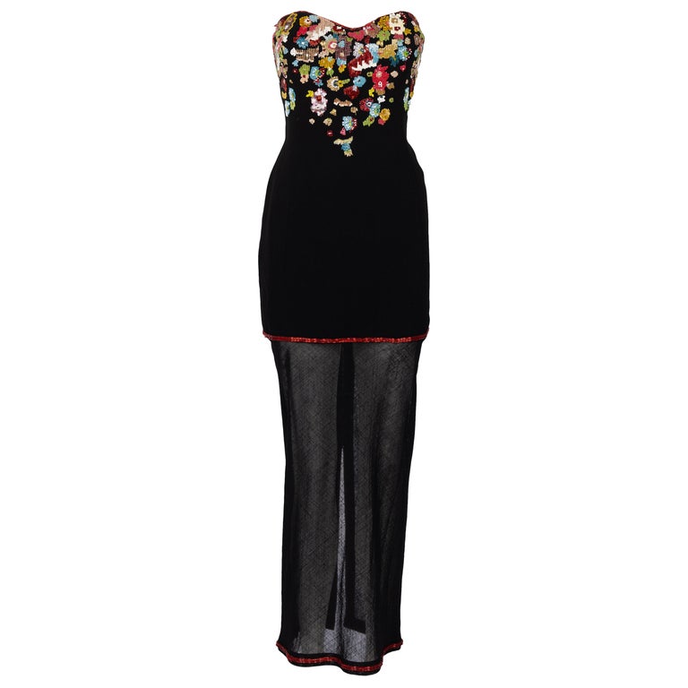 sachin and babi light blue dress Mac Duggal Embellished Wrap Over Illusion Long Sleeve A-line Dress main image 0
