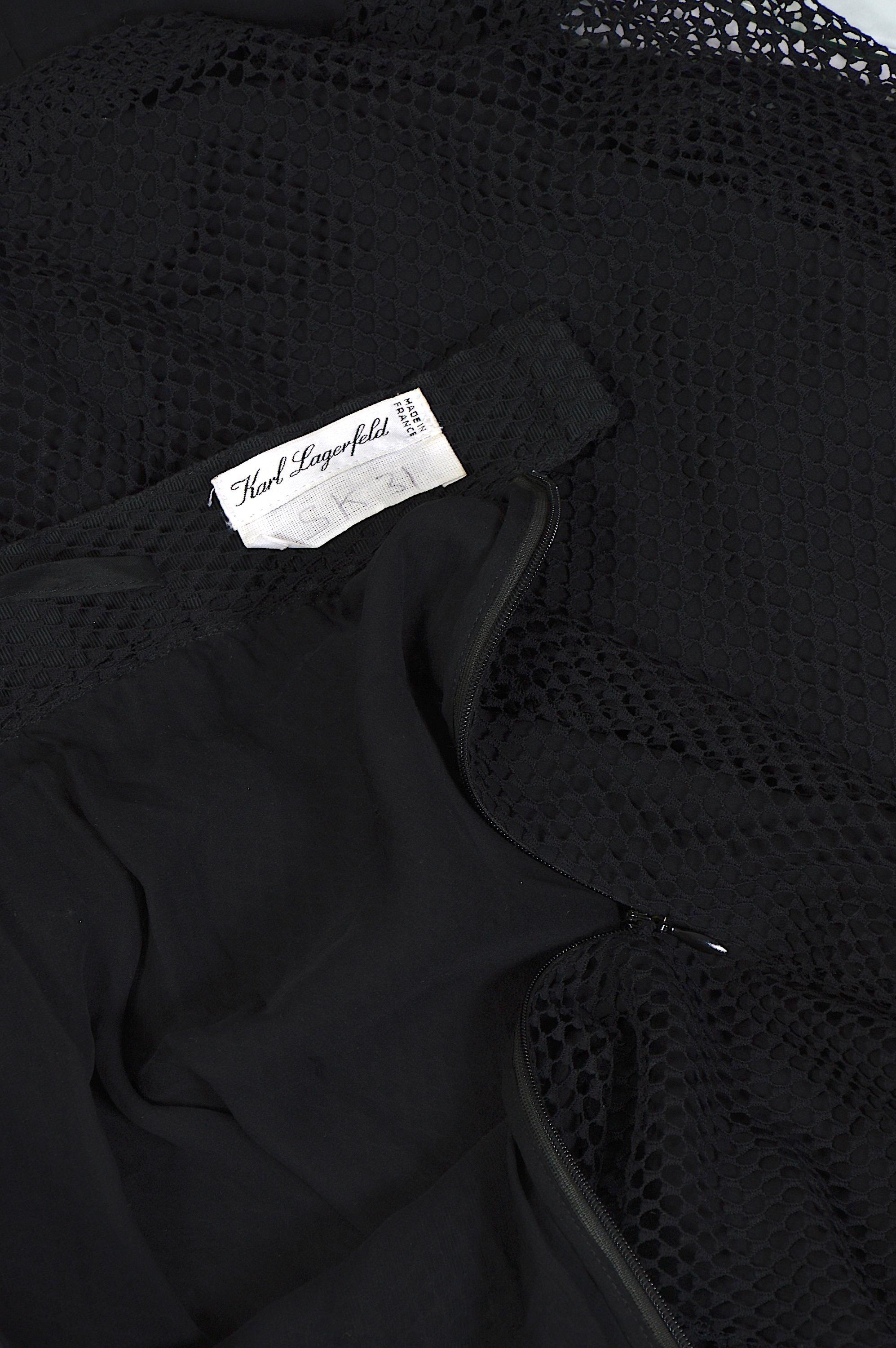 Karl Lagerfeld H/W 1993 Transparente schwarze Seidenhose mit Netzrock  im Angebot 6