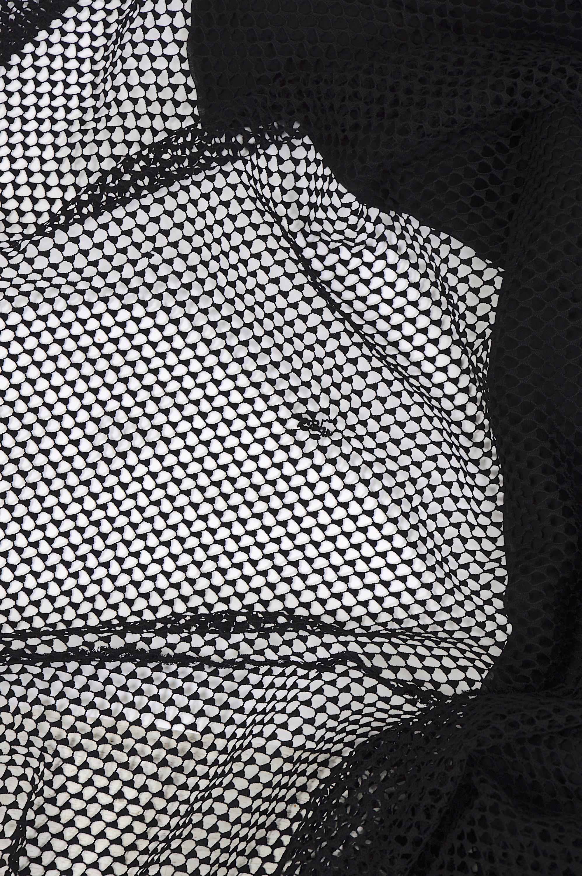 Karl Lagerfeld F/W 1993 transparent black silk trousers layered net skirt  For Sale 7