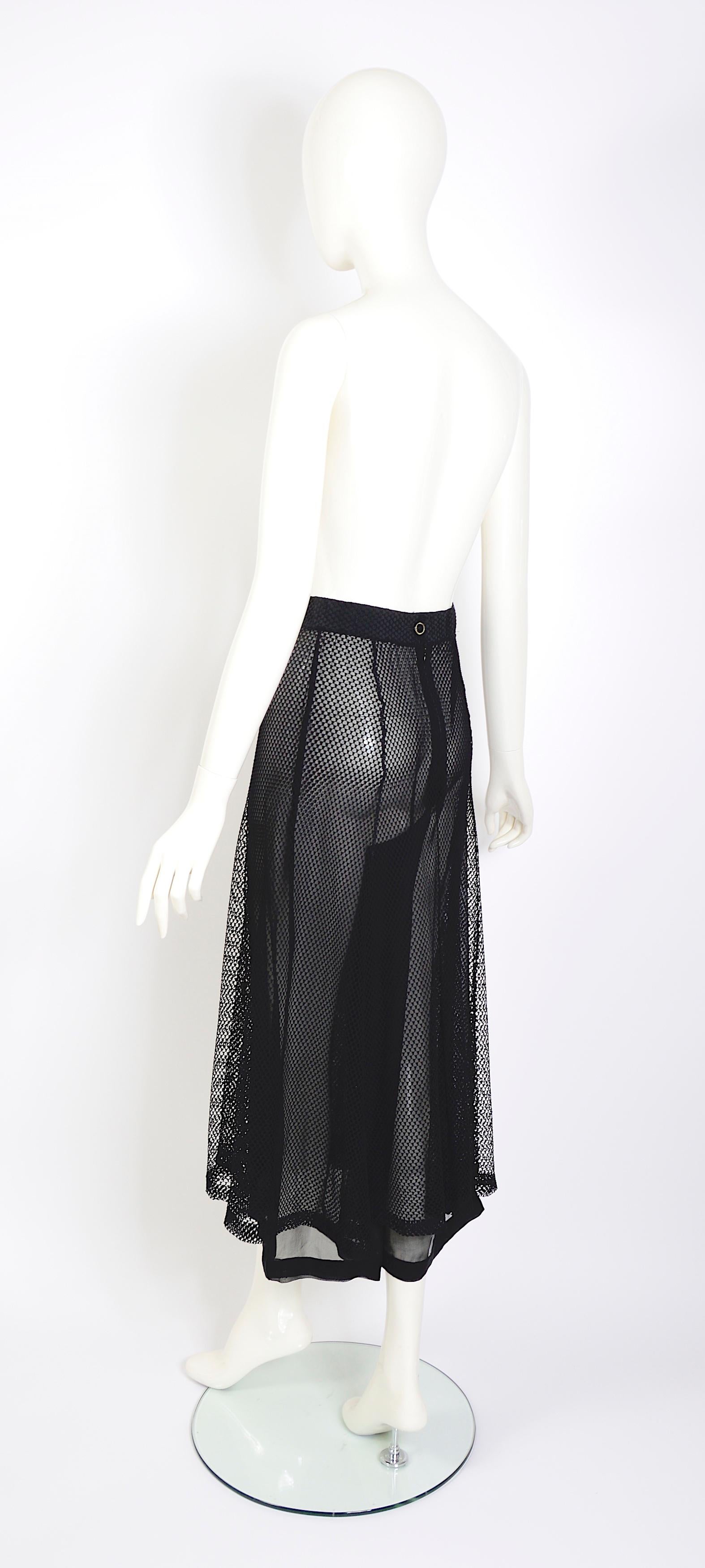 Women's Karl Lagerfeld F/W 1993 transparent black silk trousers layered net skirt  For Sale