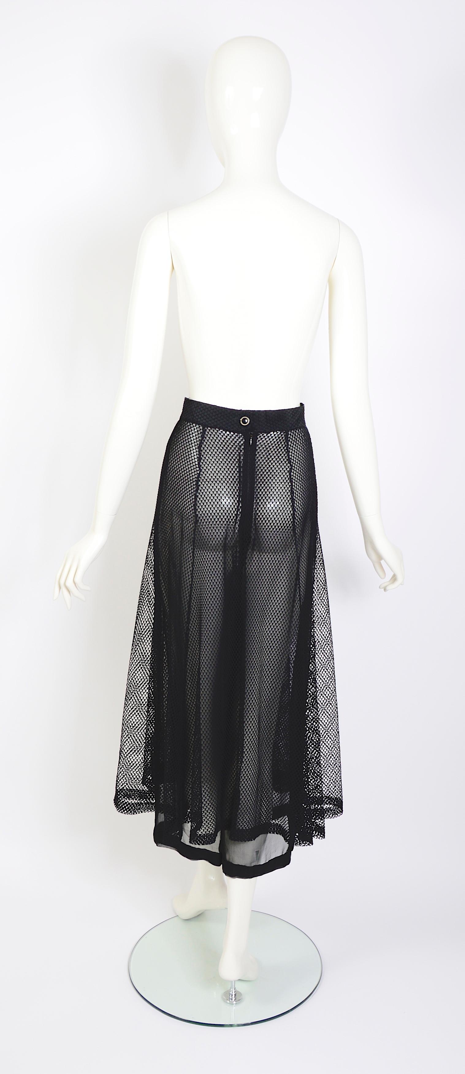 Karl Lagerfeld F/W 1993 transparent black silk trousers layered net skirt  For Sale 1
