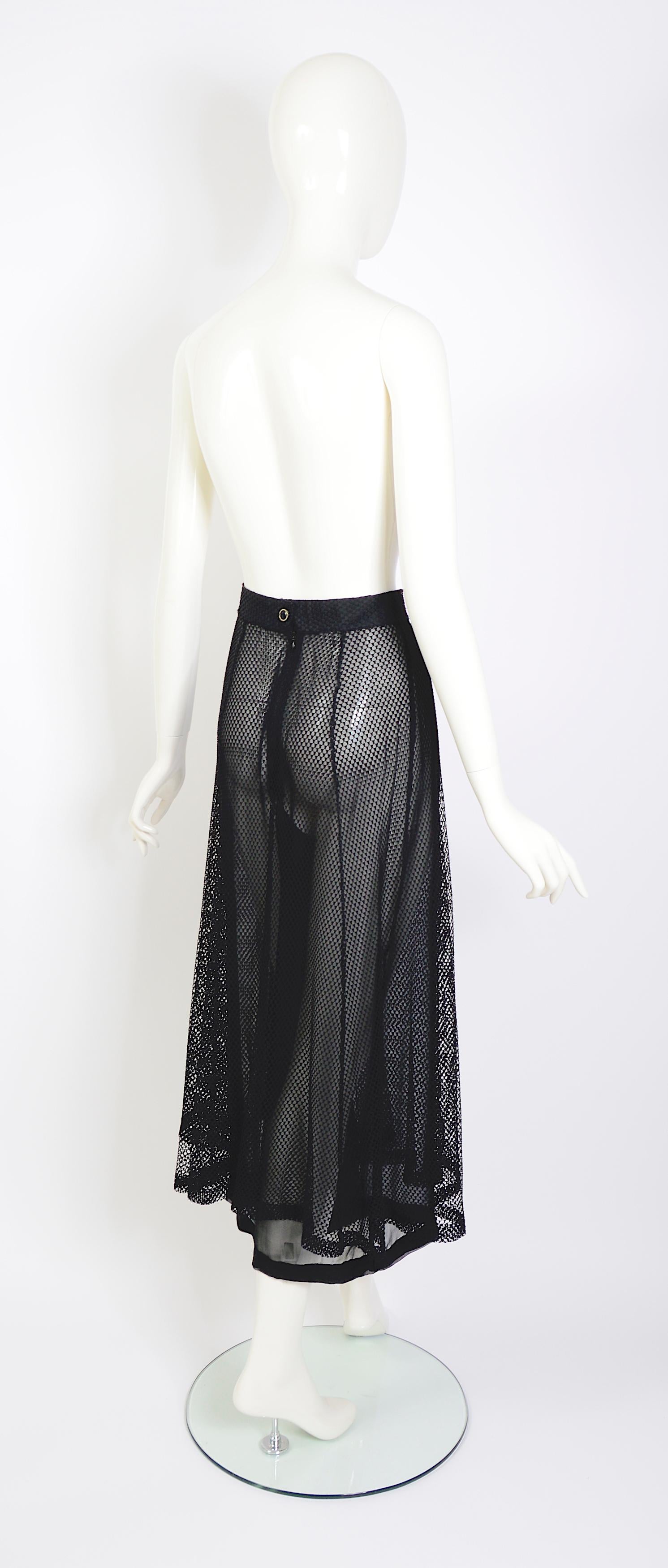 Karl Lagerfeld F/W 1993 transparent black silk trousers layered net skirt  For Sale 2