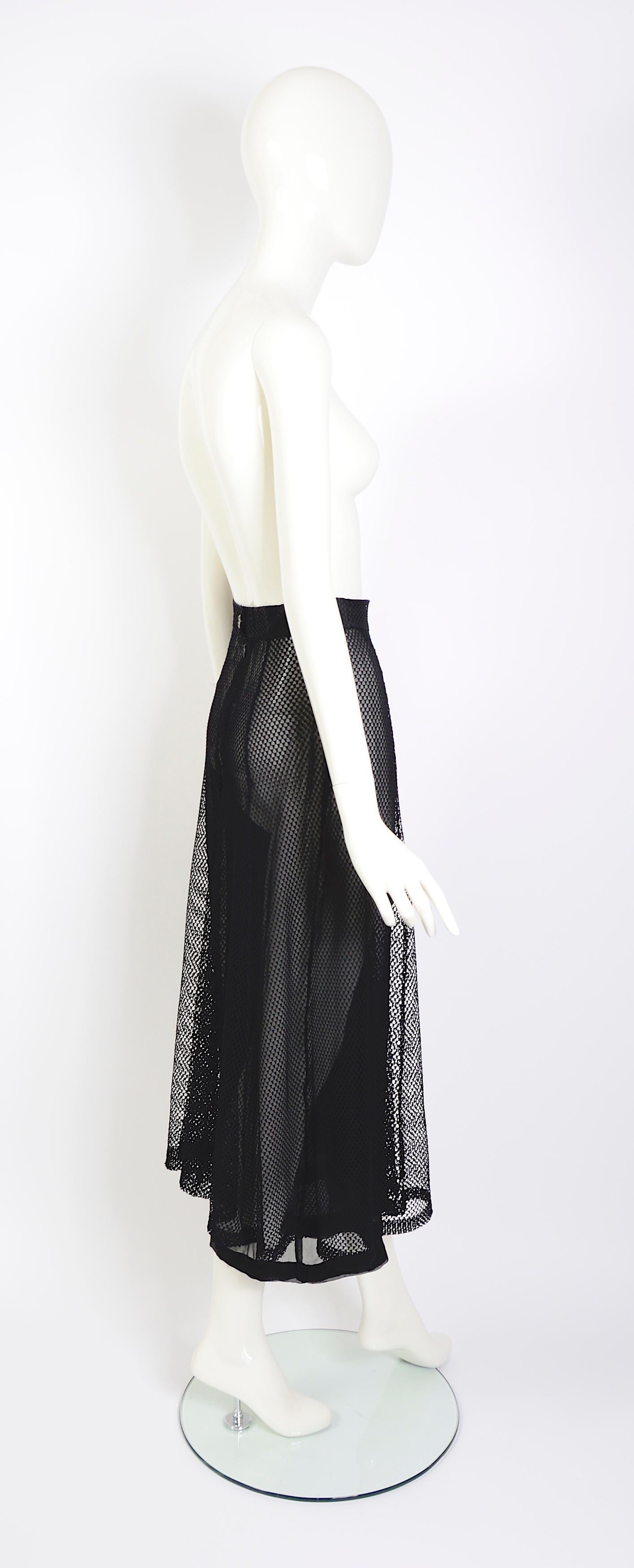 Karl Lagerfeld F/W 1993 transparent black silk trousers layered net skirt  For Sale 3