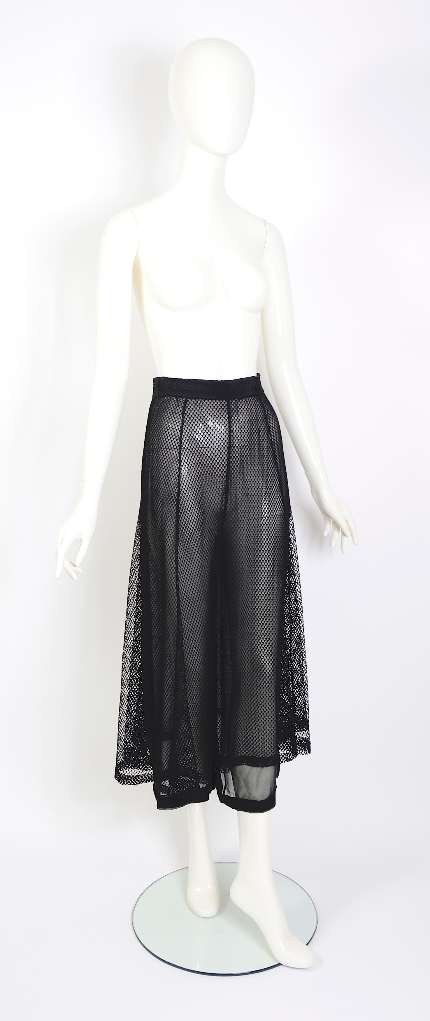 Karl Lagerfeld F/W 1993 transparent black silk trousers layered net skirt  For Sale 4