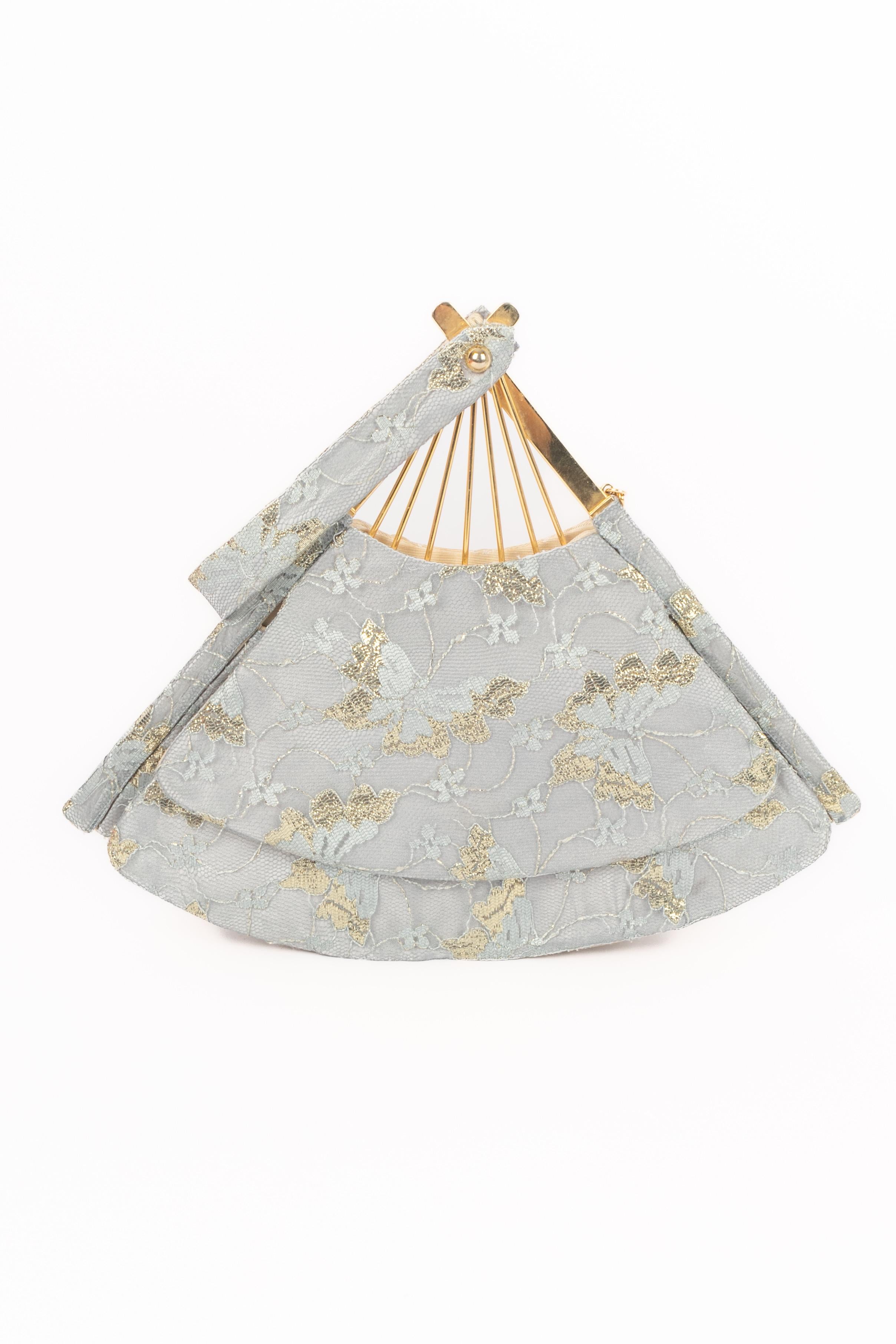 Beige Sac éventail Karl Lagerfeld 1992s en vente
