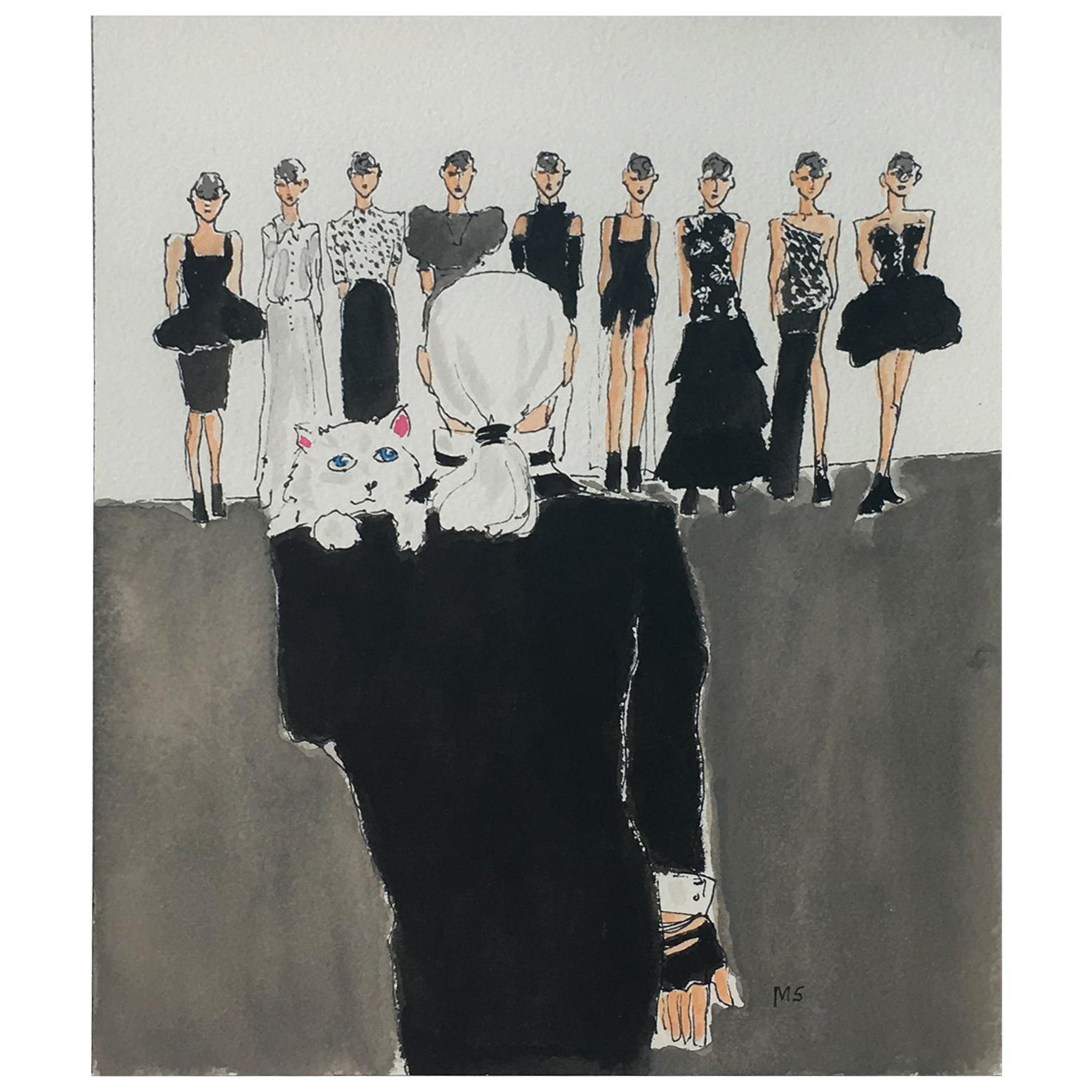 Karl Lagerfeld Fashion Show, One of a Kind Watercolor