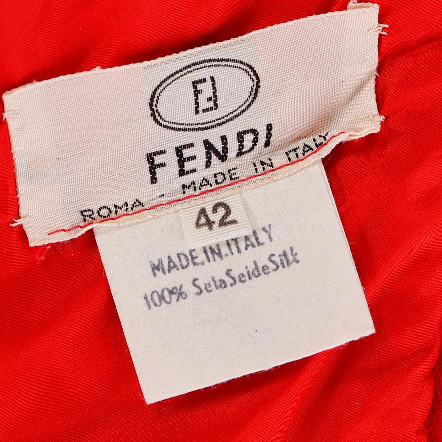 Karl Lagerfeld Fendi Red Silk Strapless Evening Dress w Train & Bolero Jacket 15
