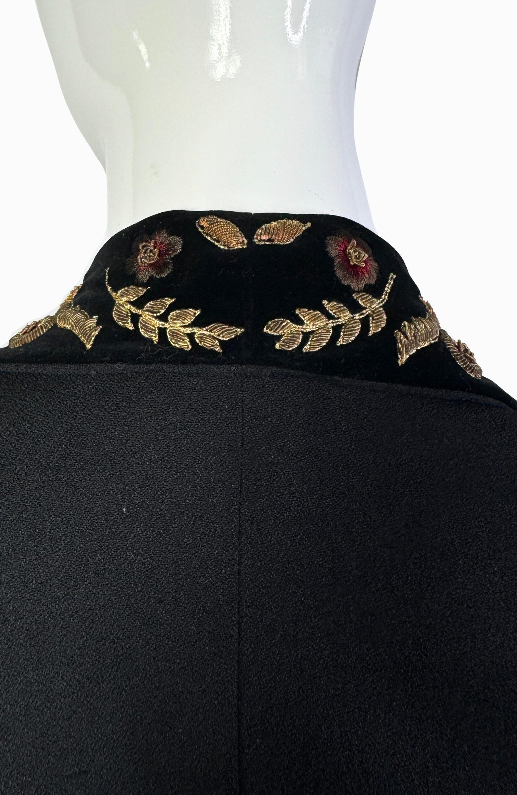 Karl Lagerfeld floral embroidery trim skirt suit, Collection F/W 1990 2