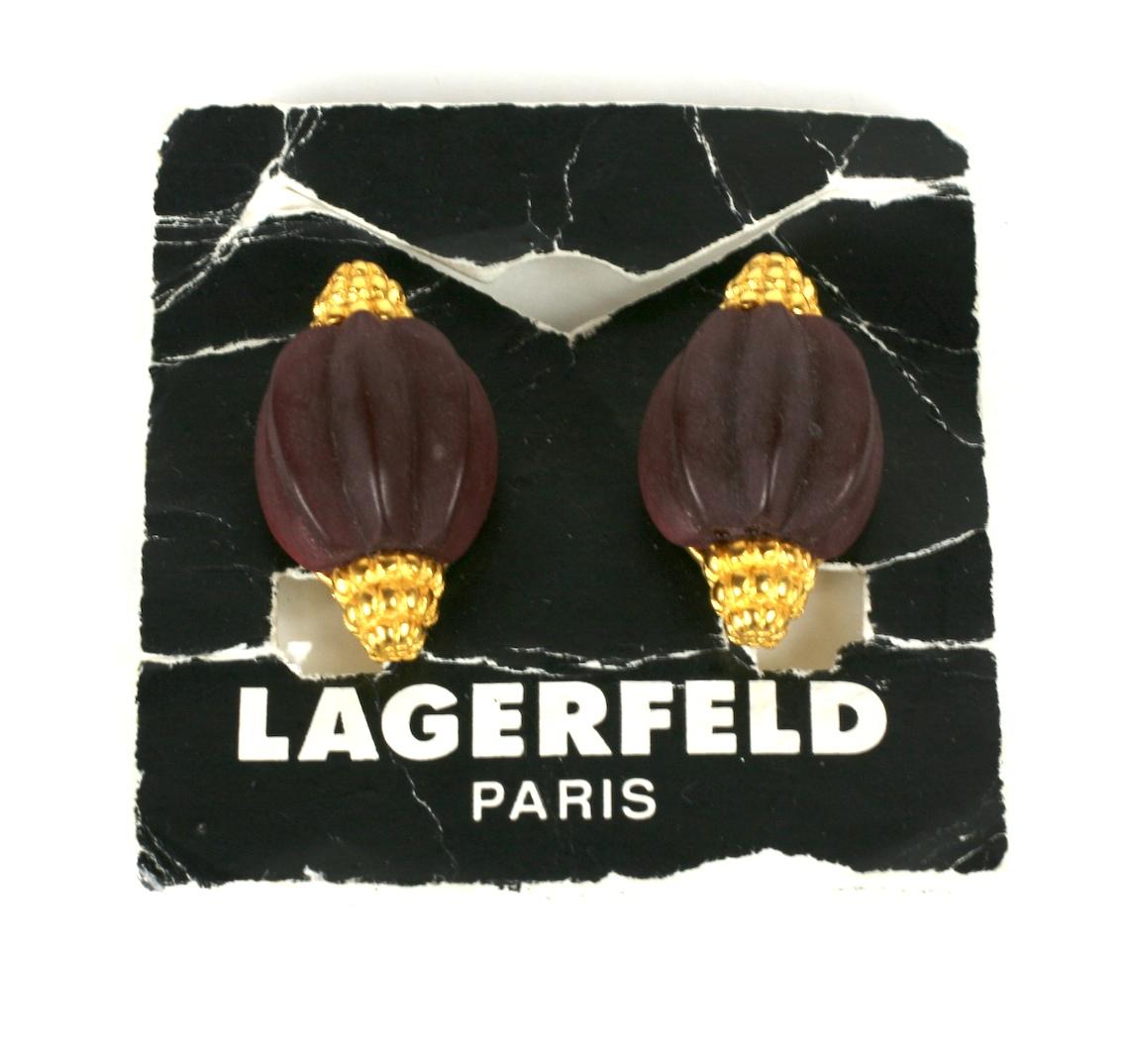 Karl Lagerfeld Fluted Pod Earrings In New Condition For Sale In New York, NY