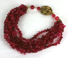 Karl Lagerfeld for Chanel 1983 Collier torsade en rubis byzantin et pate de verre