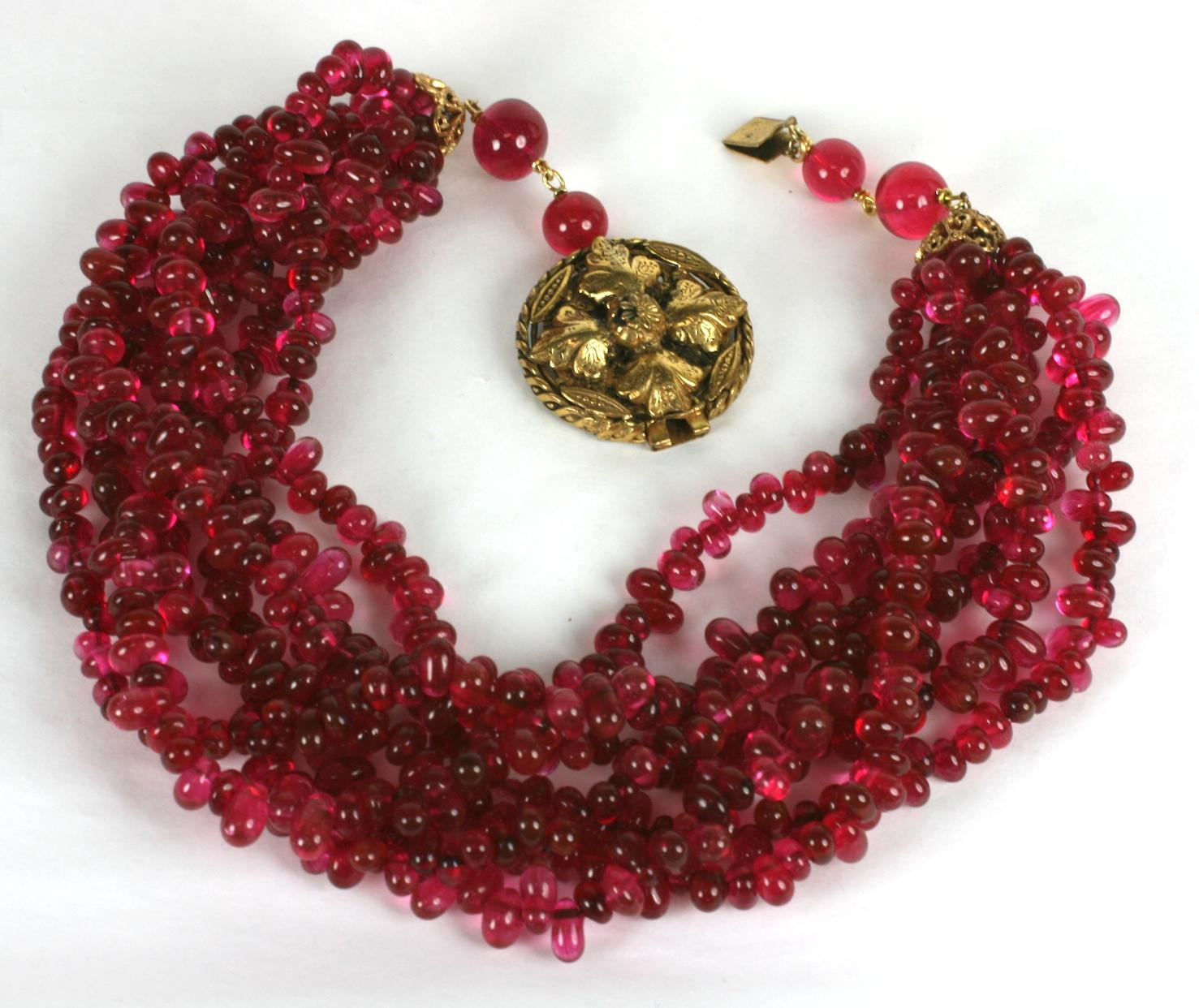  Karl Lagerfeld for Chanel 1983 Byzantine Ruby Pate de Verre Torsade Necklace  In Excellent Condition In New York, NY