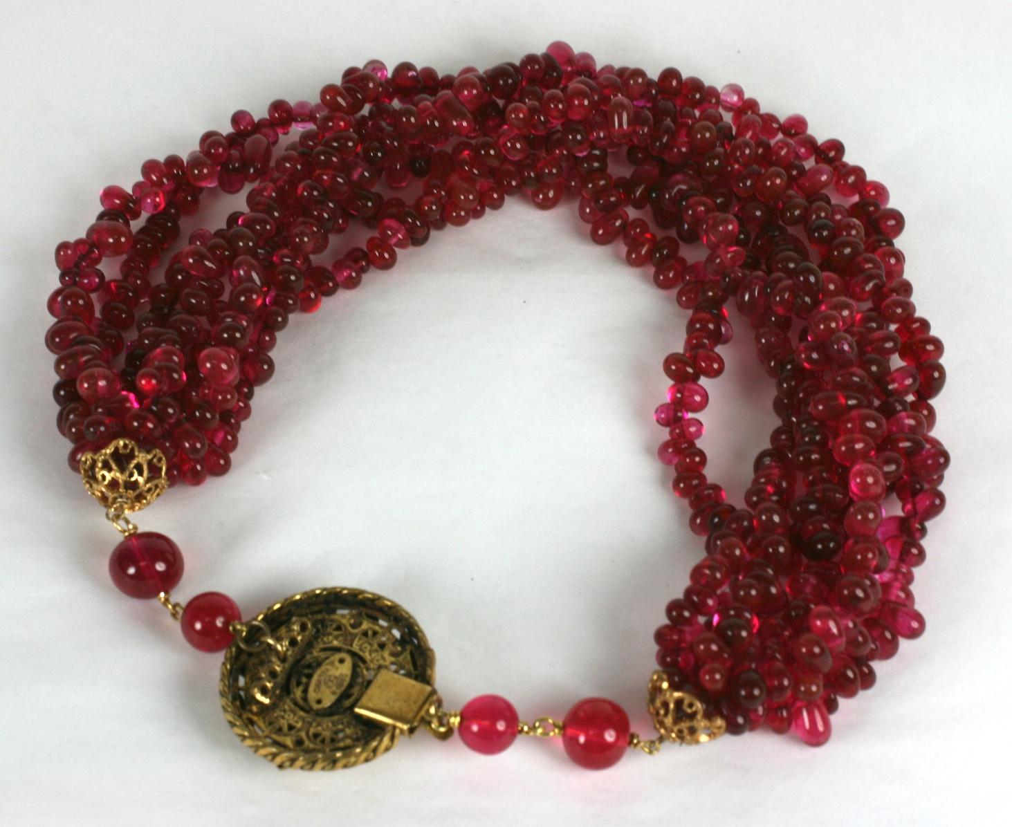 Women's  Karl Lagerfeld for Chanel 1983 Byzantine Ruby Pate de Verre Torsade Necklace 