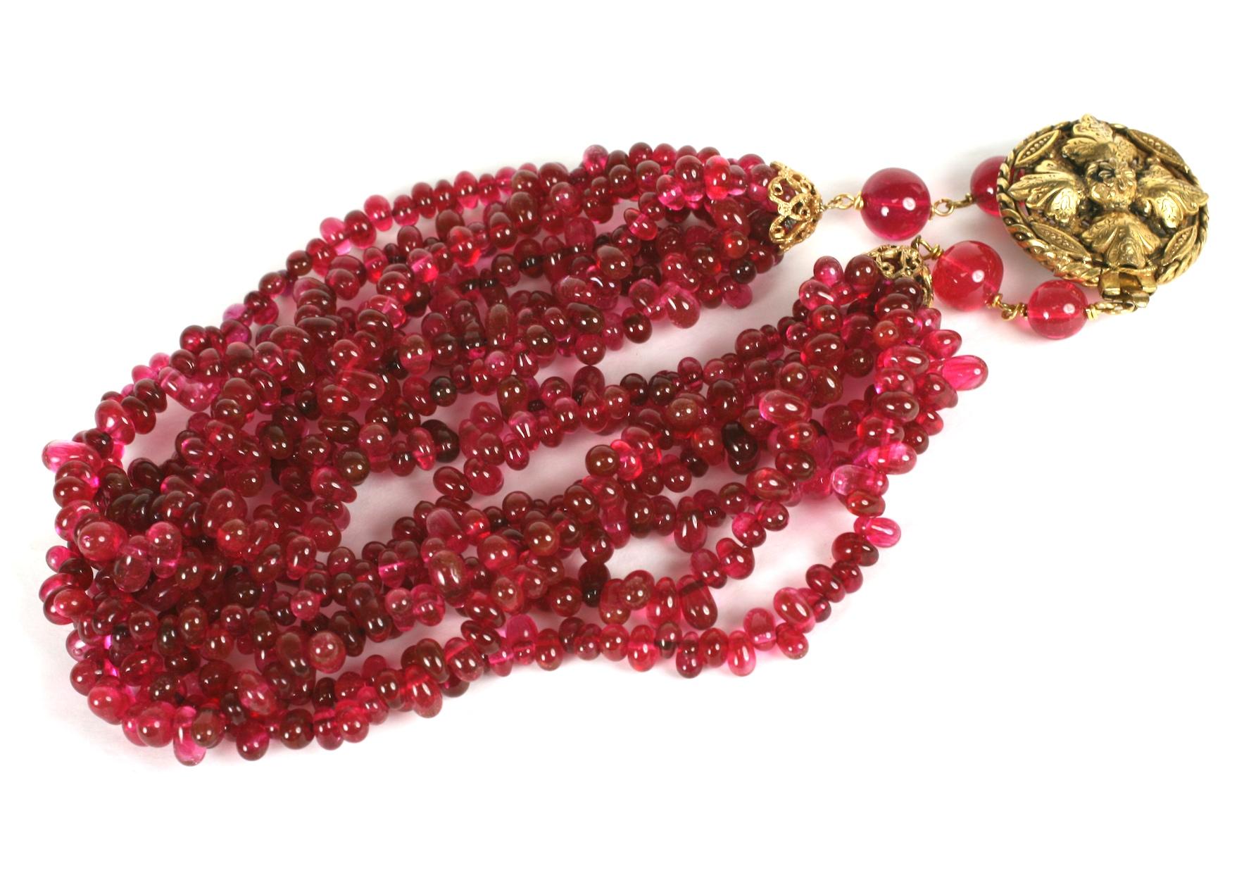  Karl Lagerfeld for Chanel 1983 Byzantine Ruby Pate de Verre Torsade Necklace  3