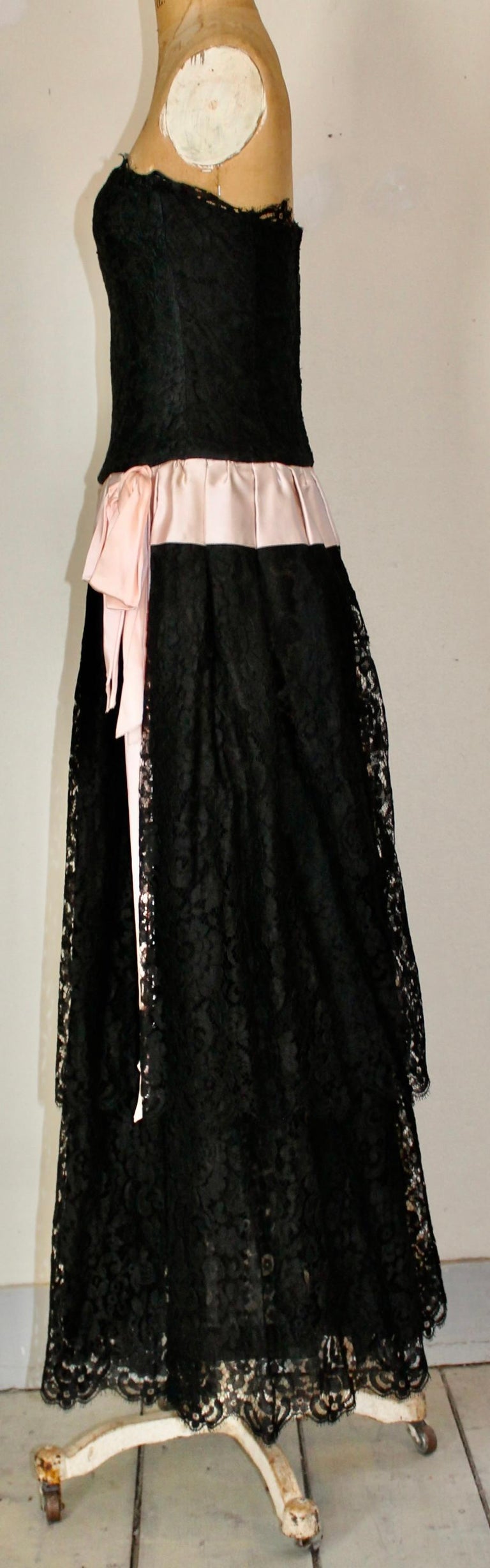 Karl Lagerfeld For Chanel Black Lace Gown