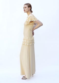Karl Lagerfeld for Chloe 1981 Custard Silk Ruffled Dress