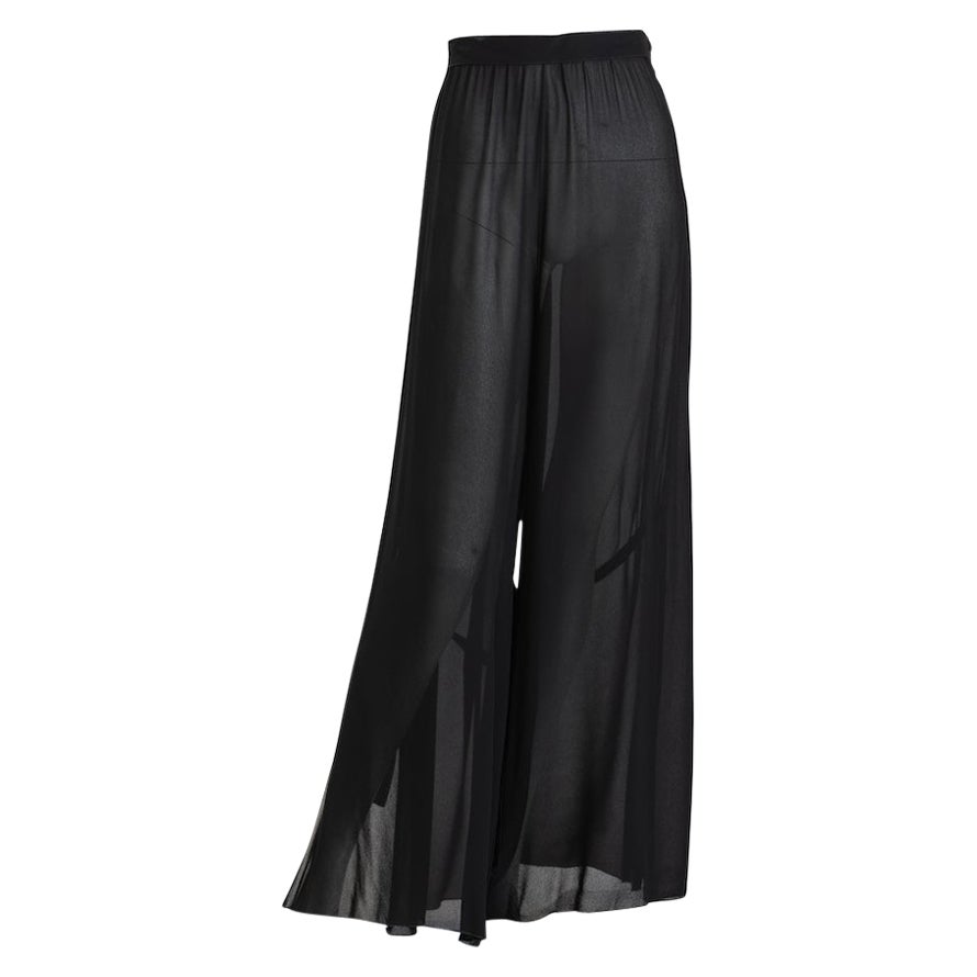 Chloé - Pantalon palazzo en mousseline de soie avec nœuds en ruban en vente