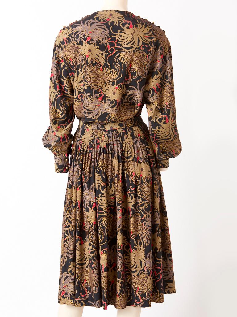 Karl Lagerfeld for Chloé Chrysanthemum Pattern Silk Ensemble In Good Condition In New York, NY