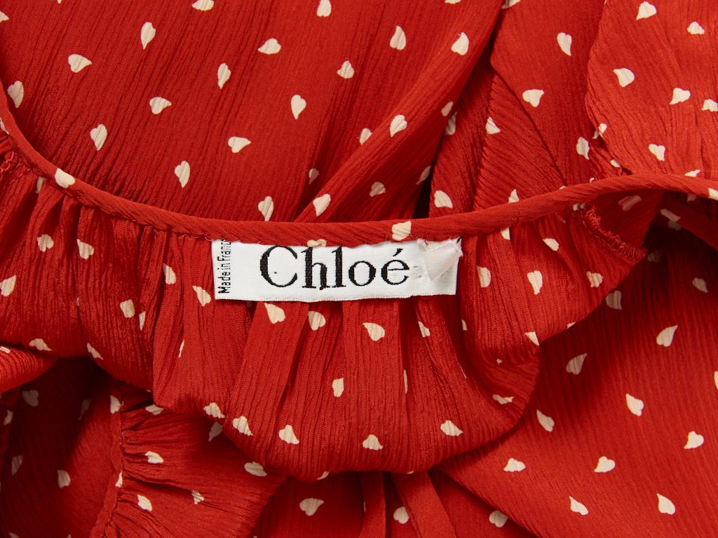 Red Karl Lagerfeld for Chloé Printed Silk Tunic For Sale