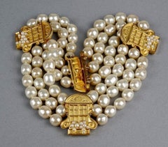 KARL LAGERFELD French Window Door Multi Layer Pearl Choker Necklace