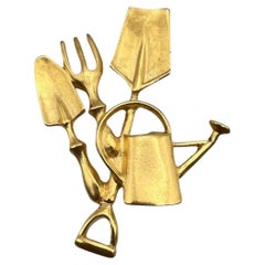 Karl Lagerfeld Gardening tools Vintage brooch, 1980s
