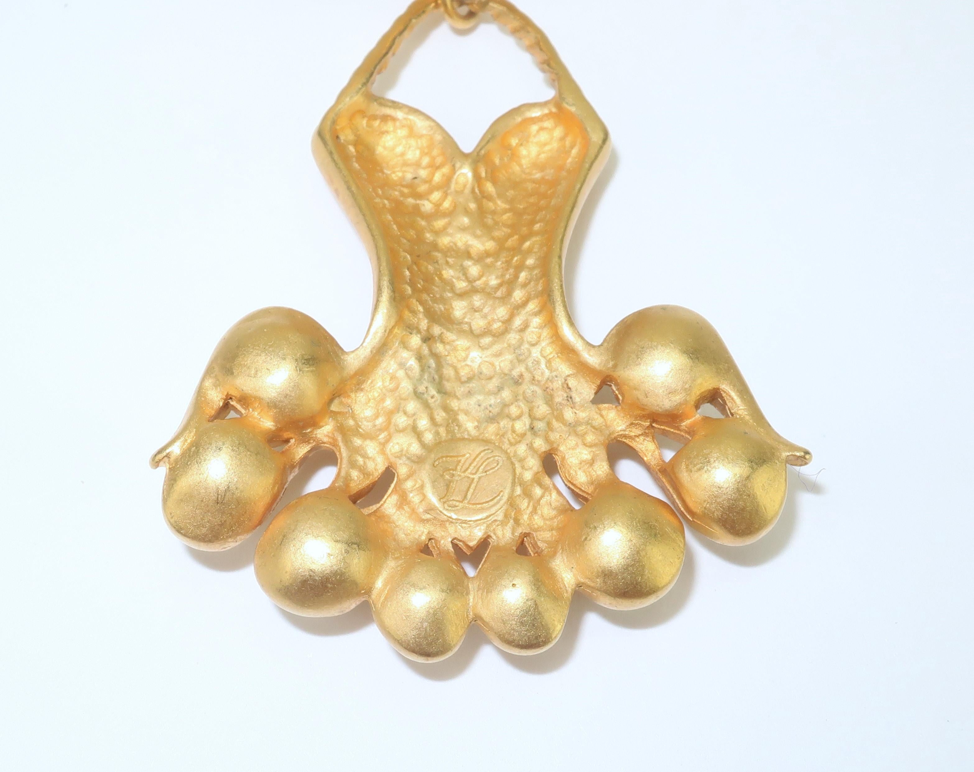 Orecchini a forma di ballerina placcati in oro di Karl Lagerfeld, anni '80 in vendita 4