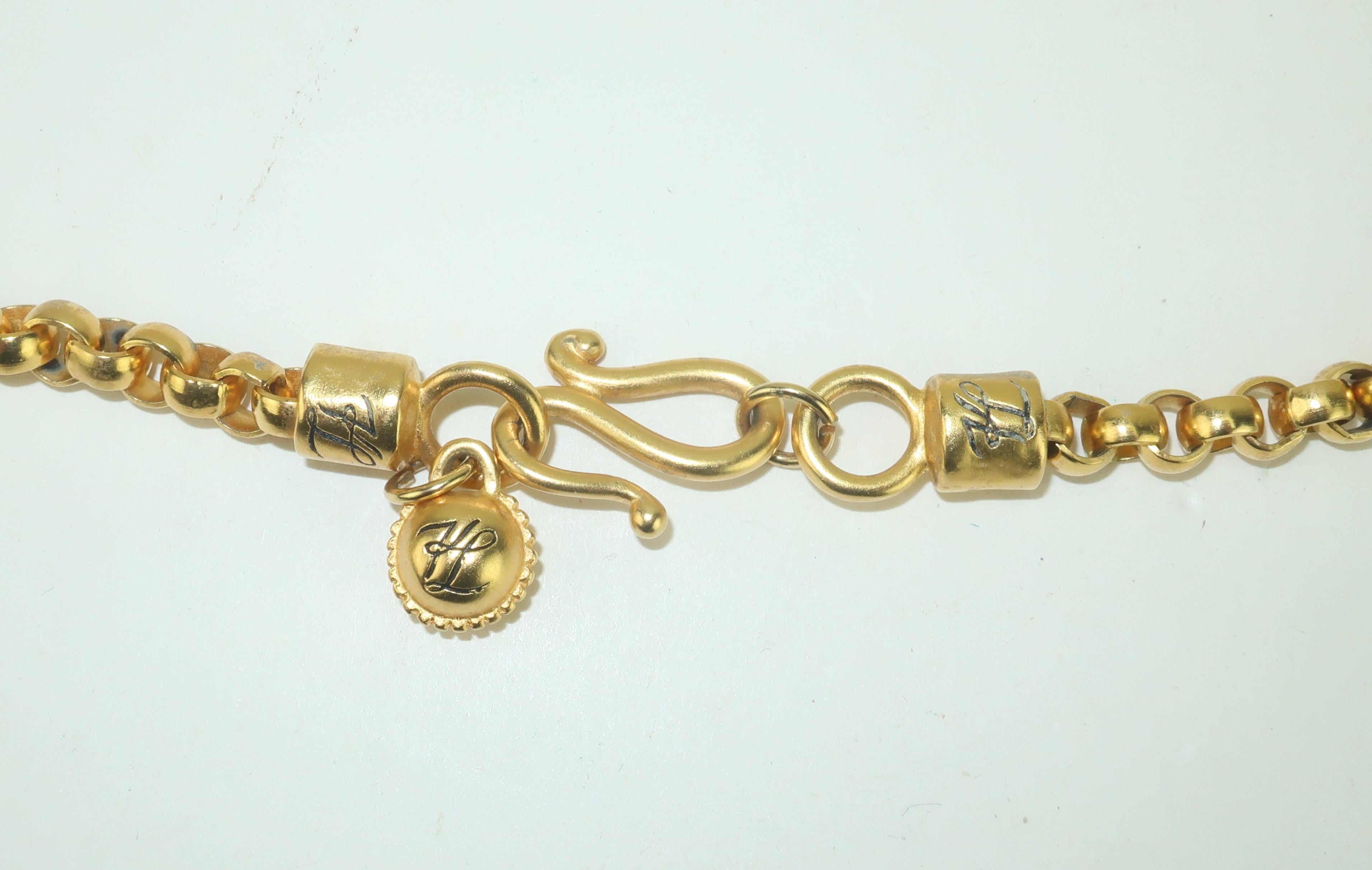 KARL LAGERFELD Collana a catena con orbita placcata in oro e perle, anni '80 in vendita 2