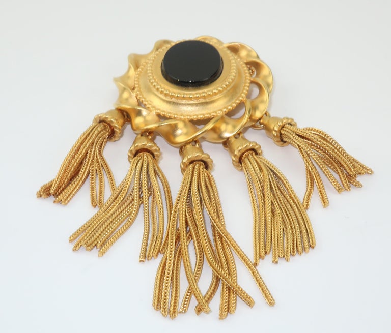 Karl Lagerfeld Gold Tone Tassel Brooch For Sale at 1stDibs karl