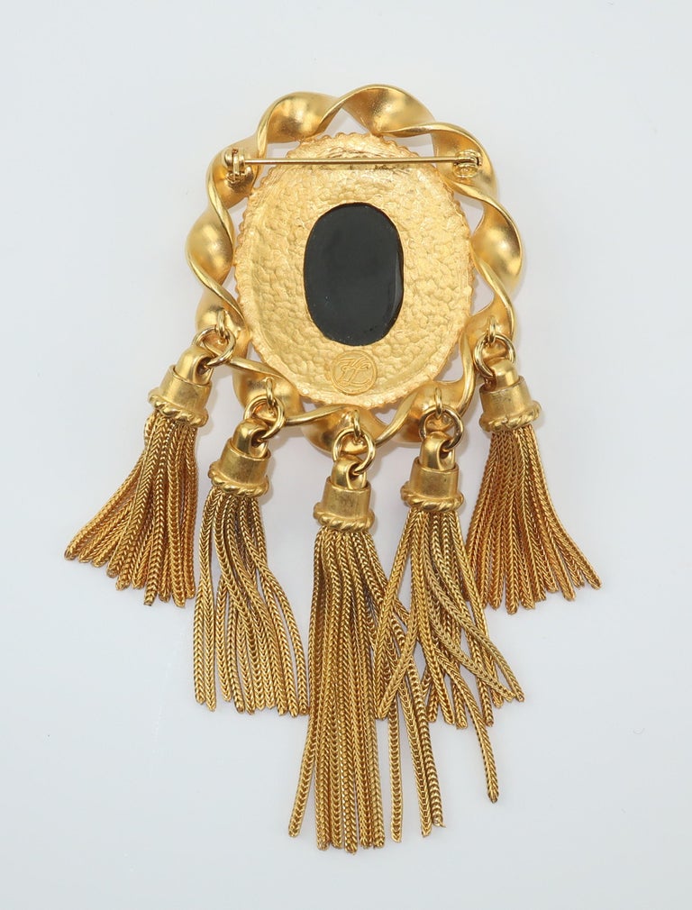 Karl Lagerfeld Gold Tone Tassel Brooch For Sale at 1stDibs karl