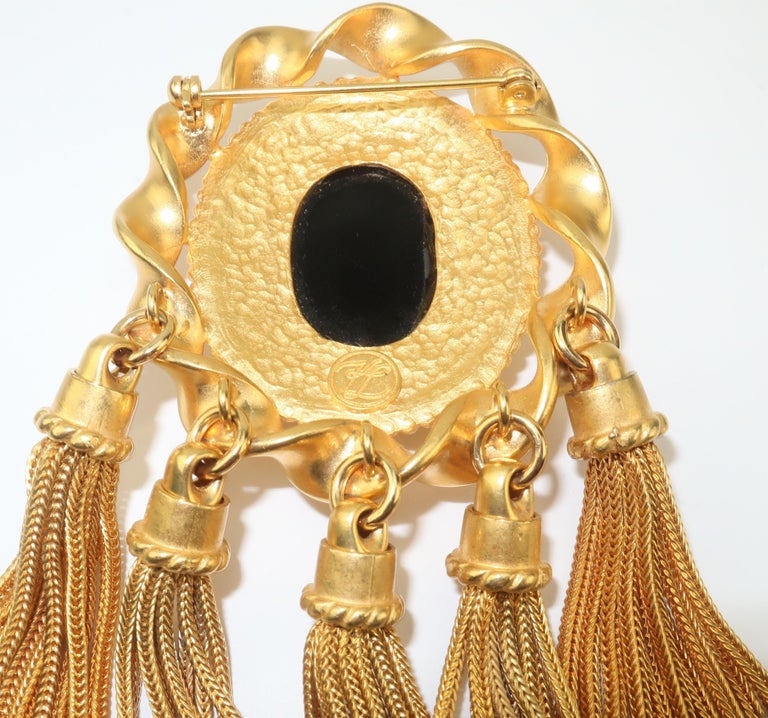 Karl Lagerfeld Gold Tone Tassel Brooch For Sale at 1stDibs karl