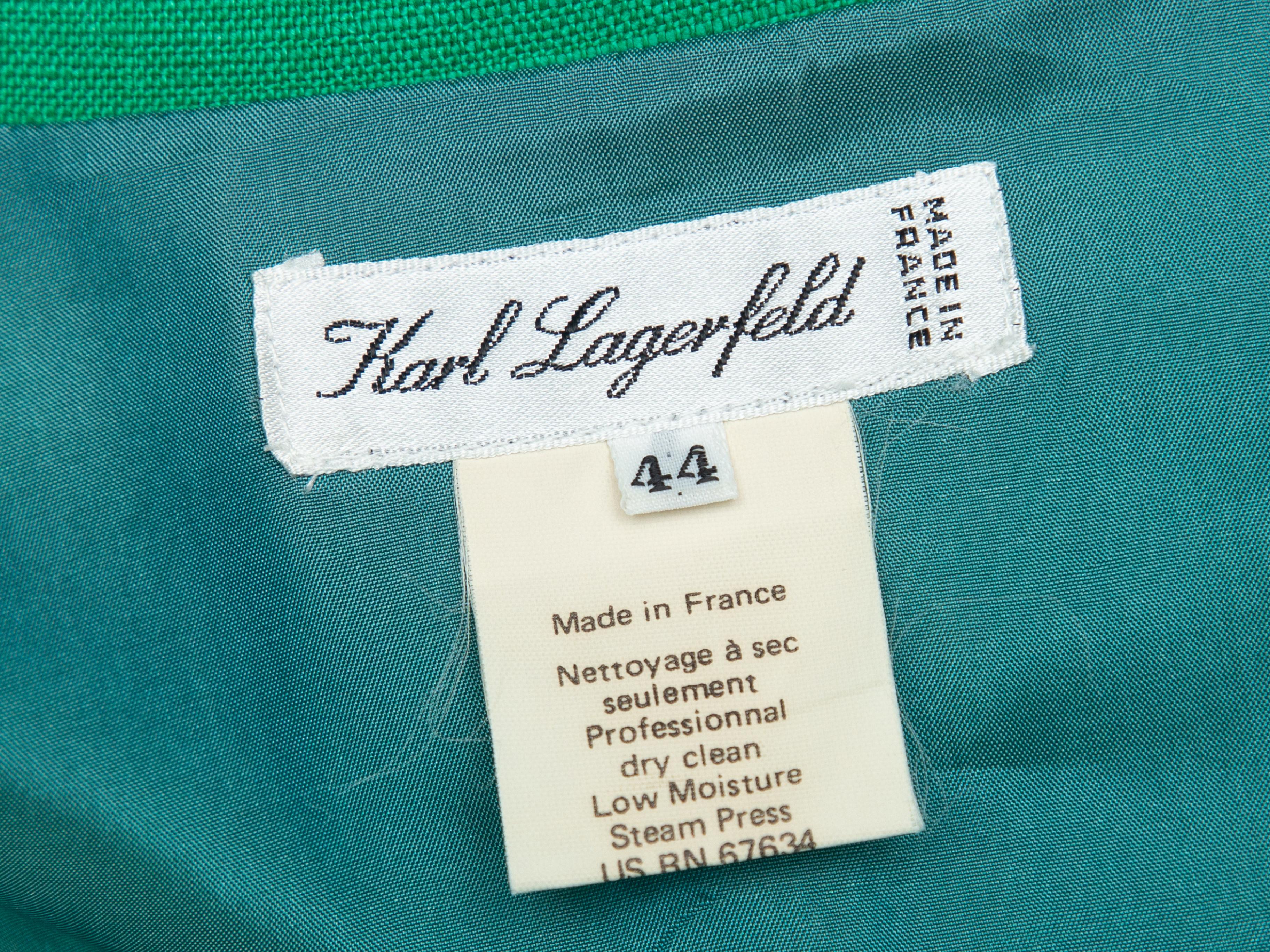 Karl Lagerfeld Green Linen Double-Breasted Dress In Good Condition In New York, NY