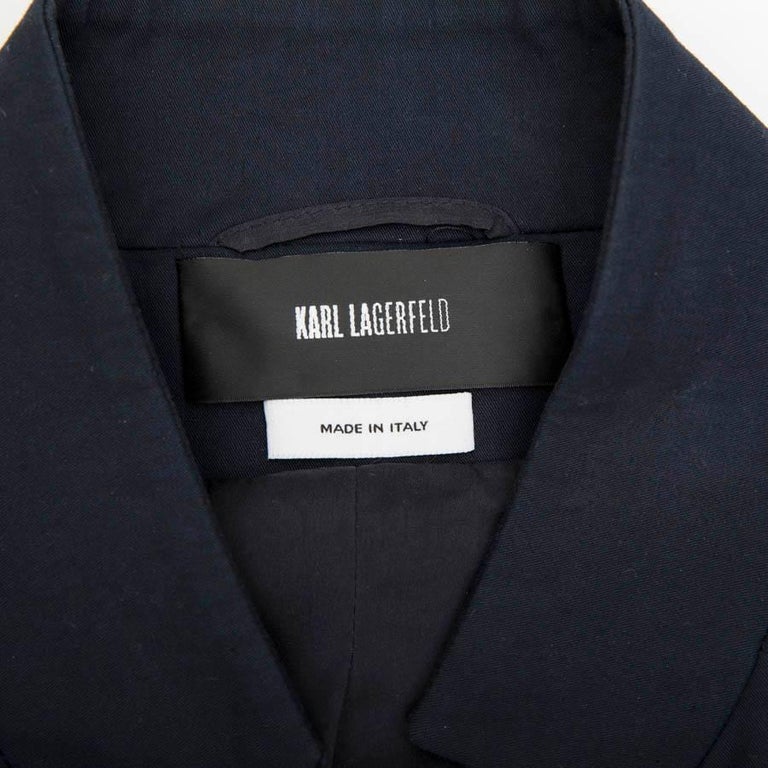 KARL LAGERFELD Jacket in Blue Cotton Lined with Tweed Size 42IT For ...