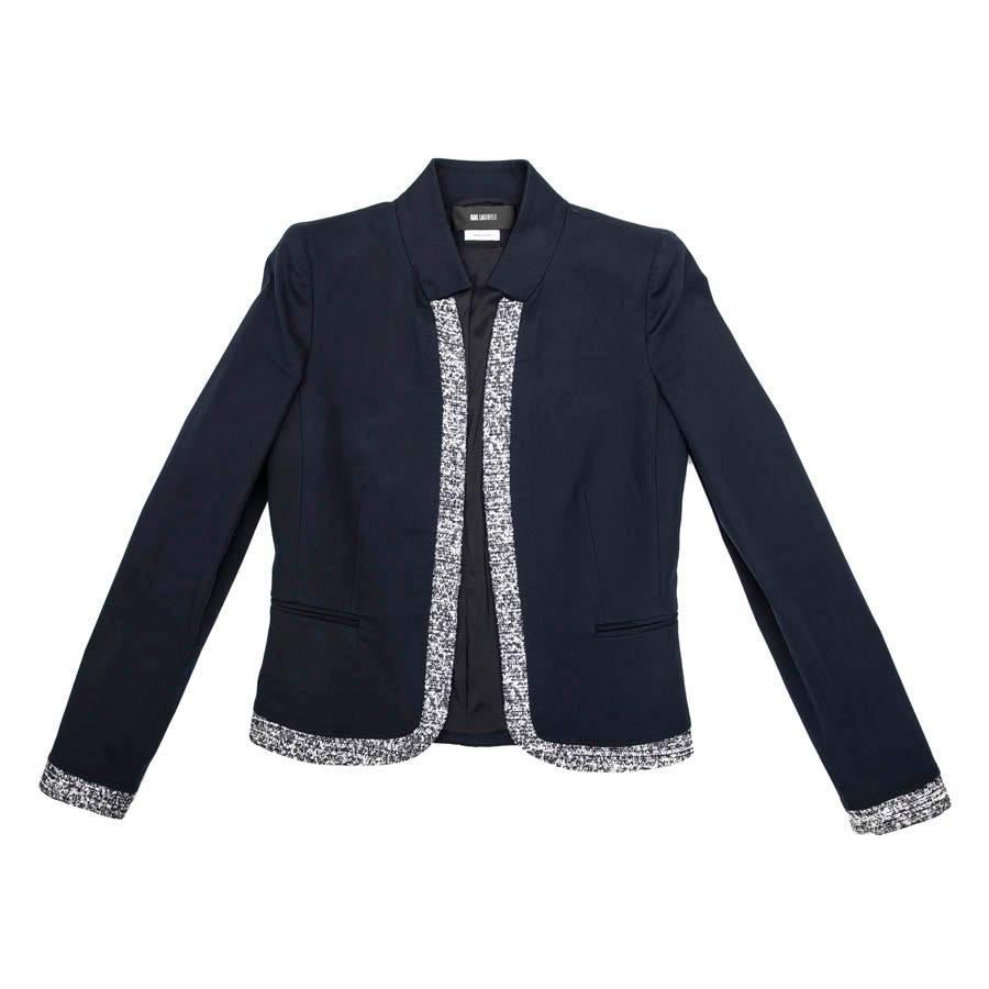 KARL LAGERFELD Jacket in Blue Cotton Lined with Tweed Size 42IT