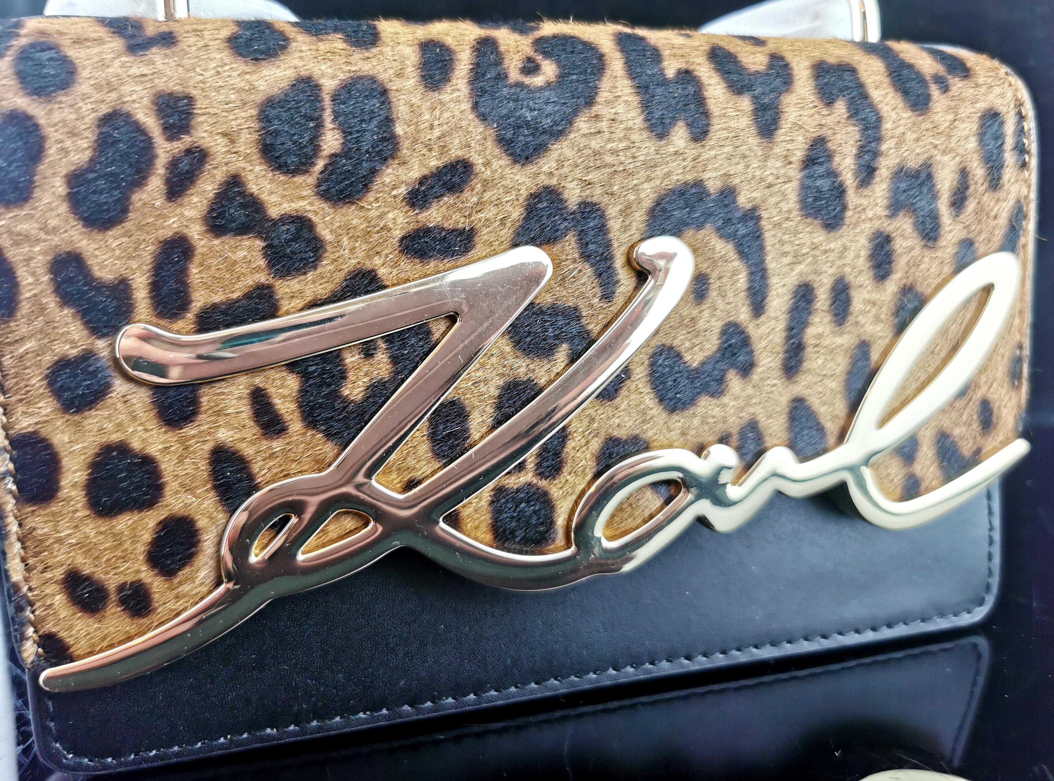 Karl Lagerfeld K / signature handbag, leopard print, nwt For Sale 5