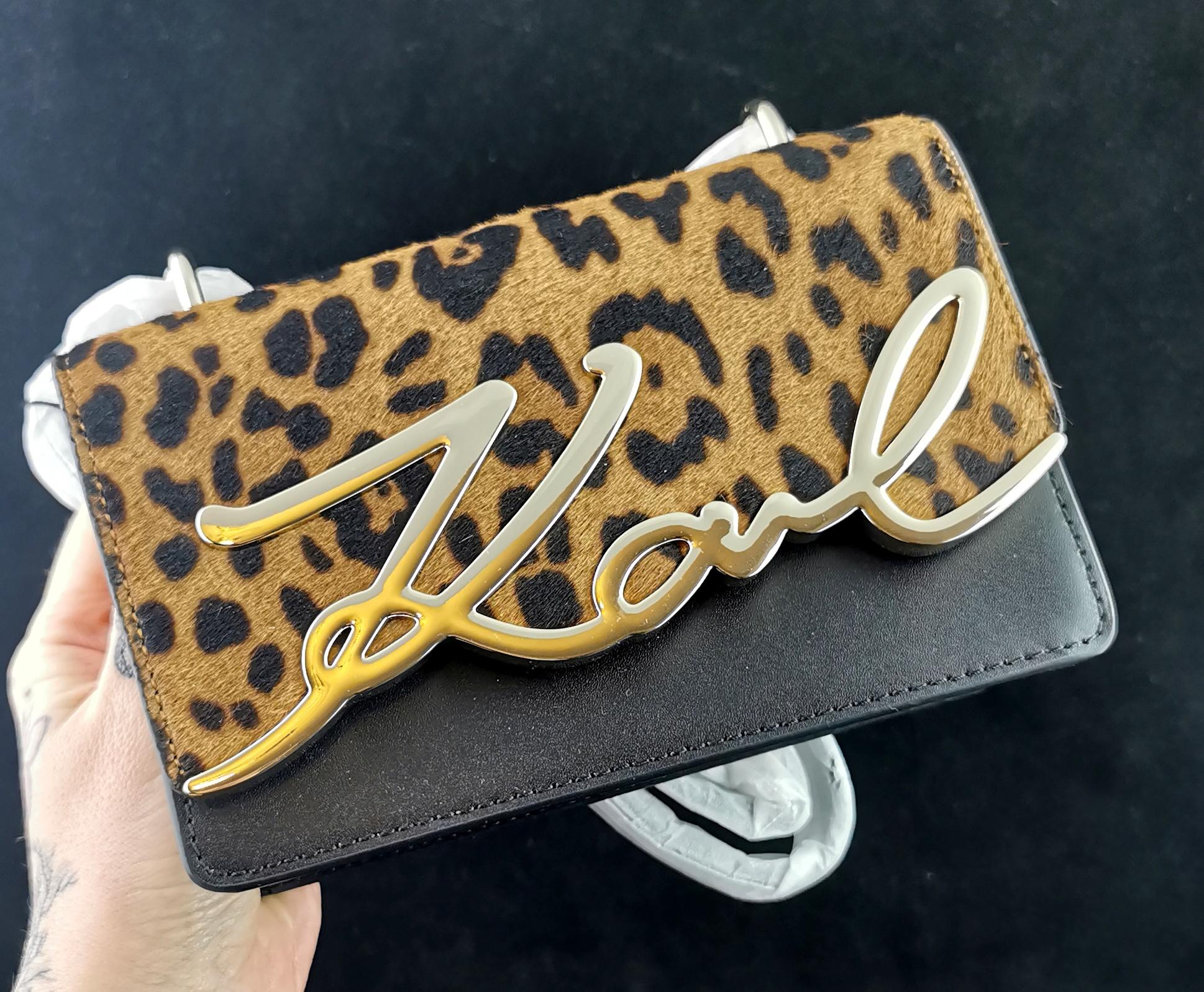 Karl Lagerfeld K / signature handbag, leopard print, nwt For Sale 7