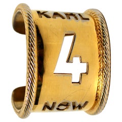 Karl Lagerfeld "Karl 4 Now" Gold-Tone Cuff Bracelet circa 1990s