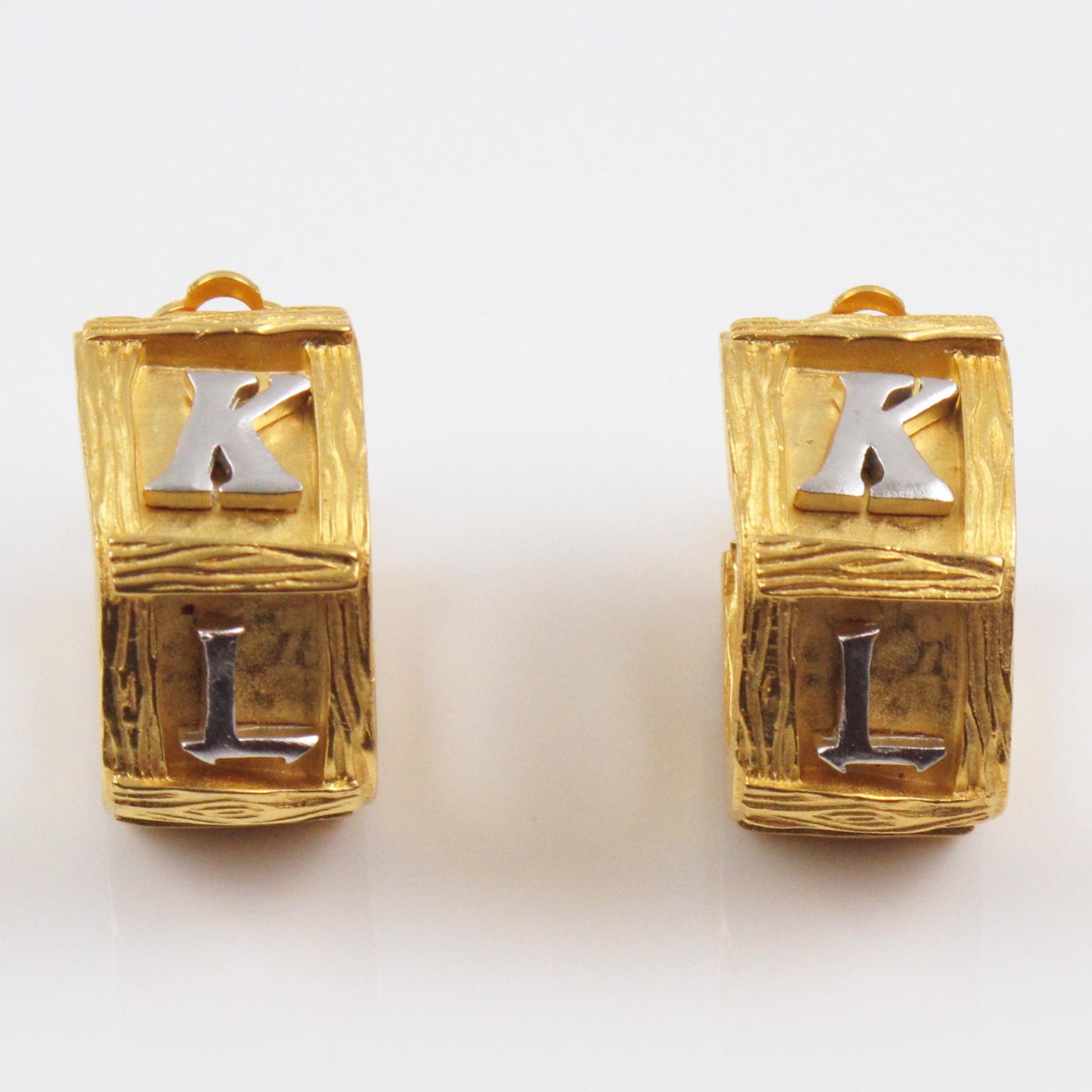 Women's or Men's Karl Lagerfeld KL Logo Hoop Clip Earrings